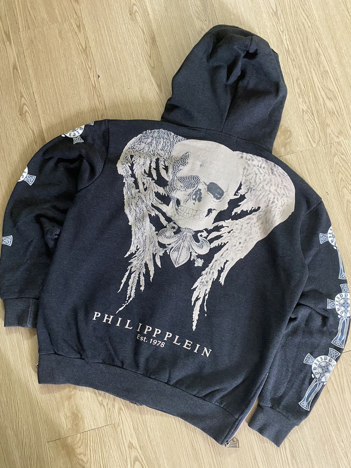 Designer × Vintage Phillip Plein Homme Hoodie Back Hit Big Logo Size US M / EU 48-50 / 2 - 2 Thumbnail