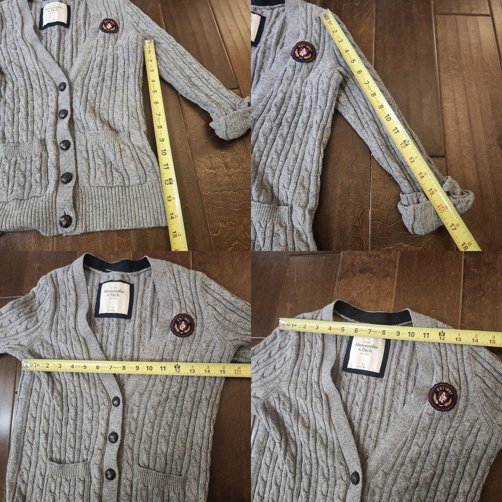 Abercrombie & Fitch Abercrombie & Fitch Womens Small Gray Cable Knit Cardigan Shirt Adult Small Gray Cardigan Size S / US 4 / IT 40 - 9 Thumbnail