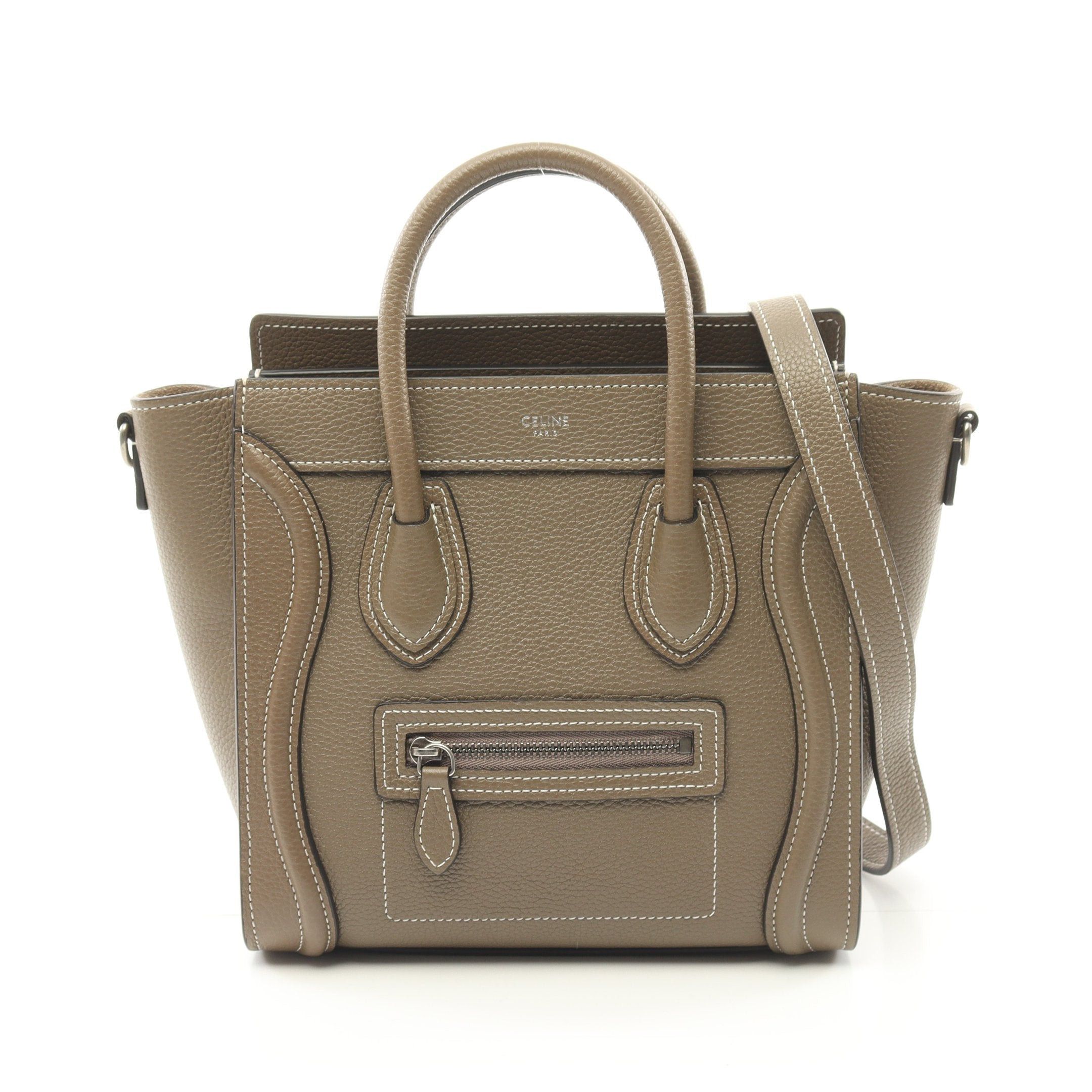 Celine Celine Luggage Nano Shopper Handbag Leather Gray Brown Size ONE SIZE - 1 Thumbnail