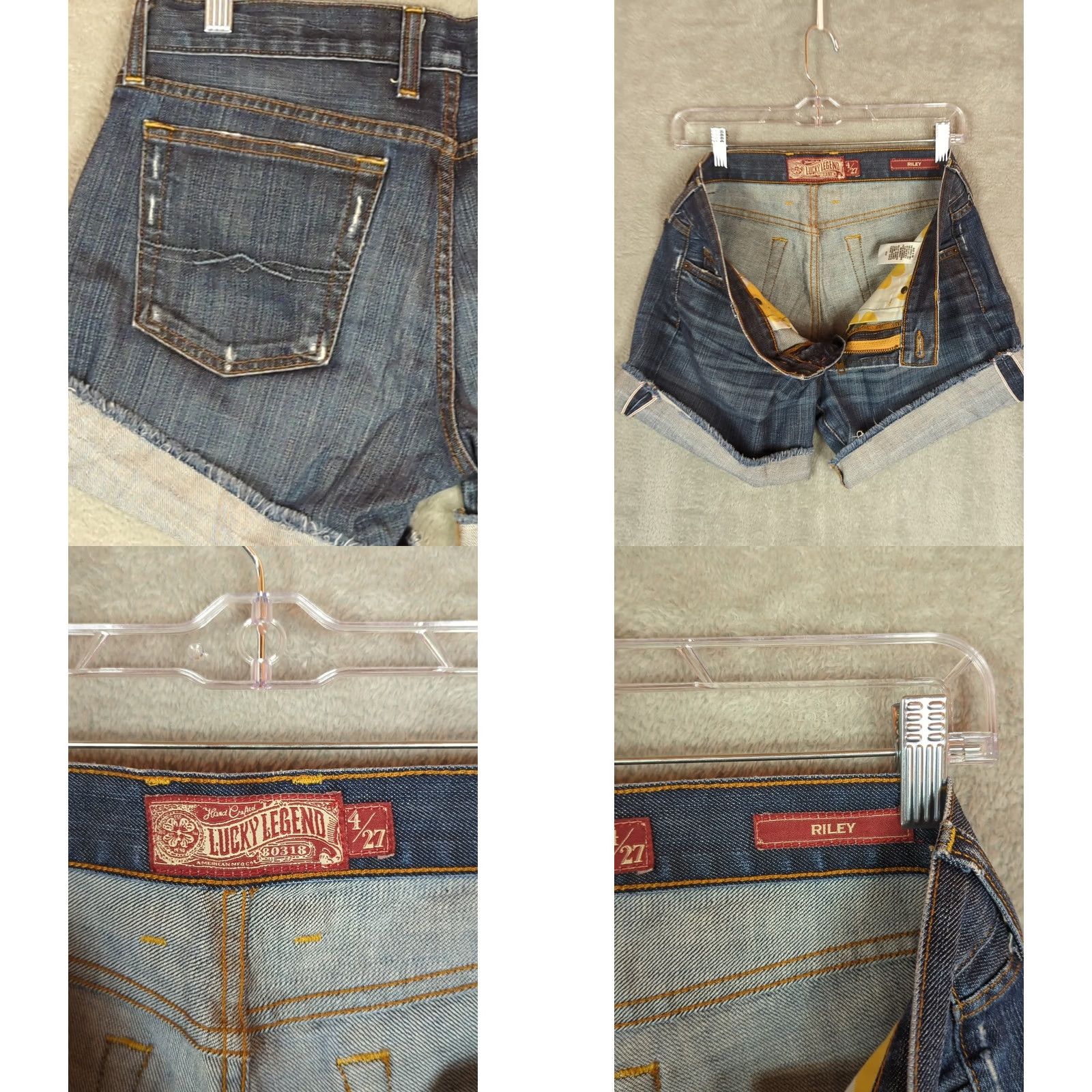 Lucky Brand Lucky Brand Shorts Womens 4 Blue Denim Riley Frayed Hem Whisker Distress selvage Distressed 5-Pocket Denim Shorts Blue Regular Size 27" / US 4 / IT 40 - 8 Thumbnail