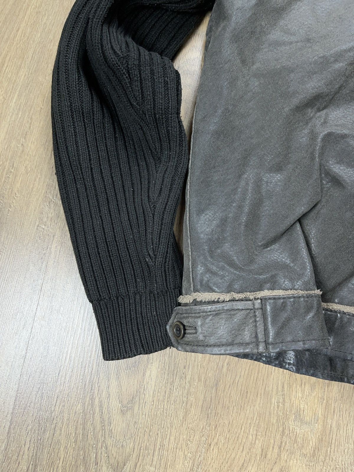 Genuine Leather × Japanese Brand ➕ vintage ribbed sleeves Sherpa genuine leather y2k jacket Size US M / EU 48-50 / 2 - 7 Thumbnail
