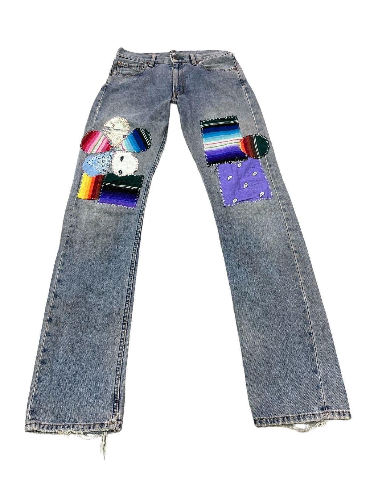 Levi's LEVIS 501 CUSTOM HIPPIE PATCHES DISTRESSED DENIM JEANS Size US 30 / EU 46 - 2 Thumbnail