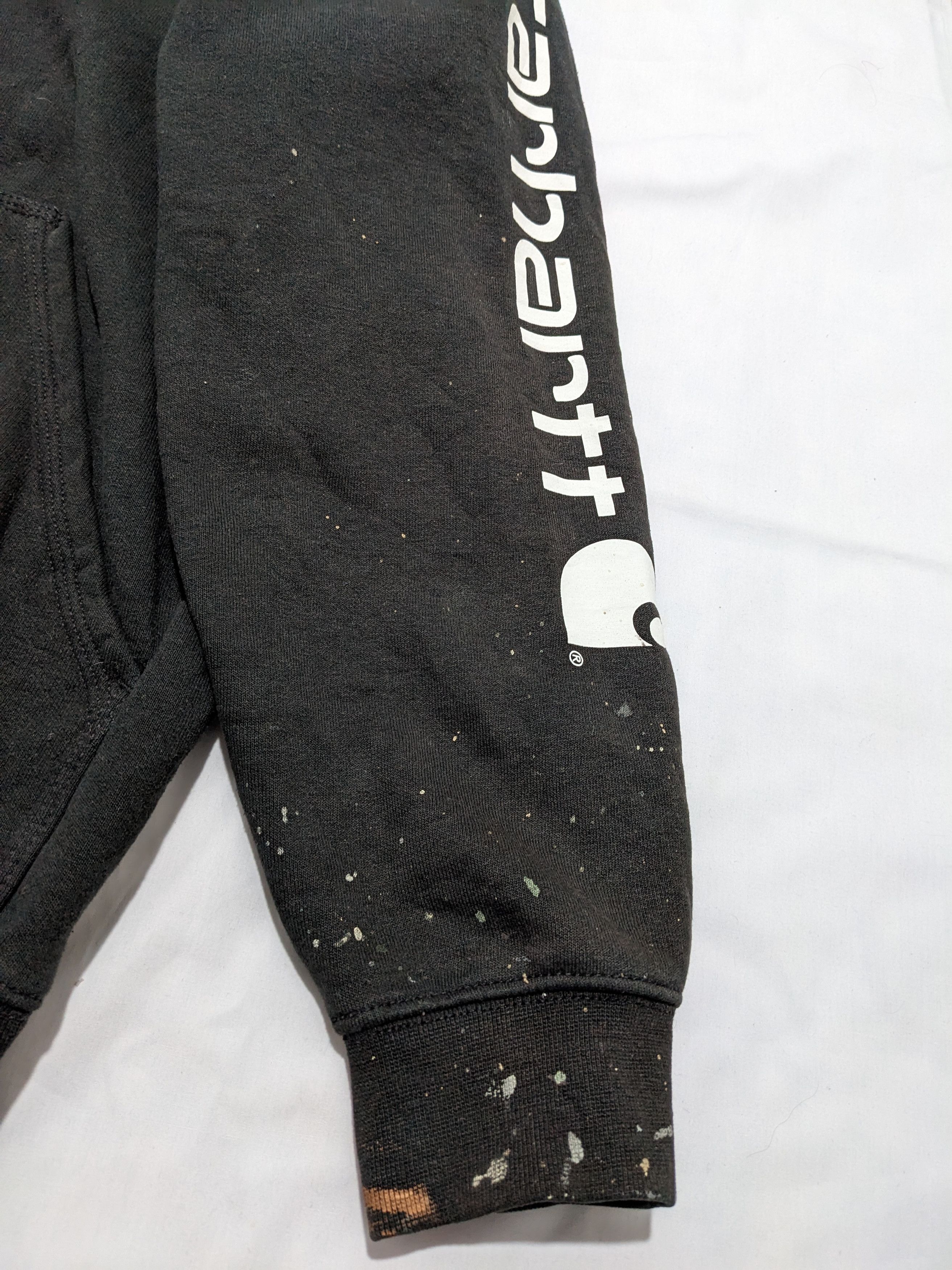 Carhartt × Vintage Carhartt Paint Splattered Black Sun faded Hoodie Sweater Size US M / EU 48-50 / 2 - 7 Thumbnail