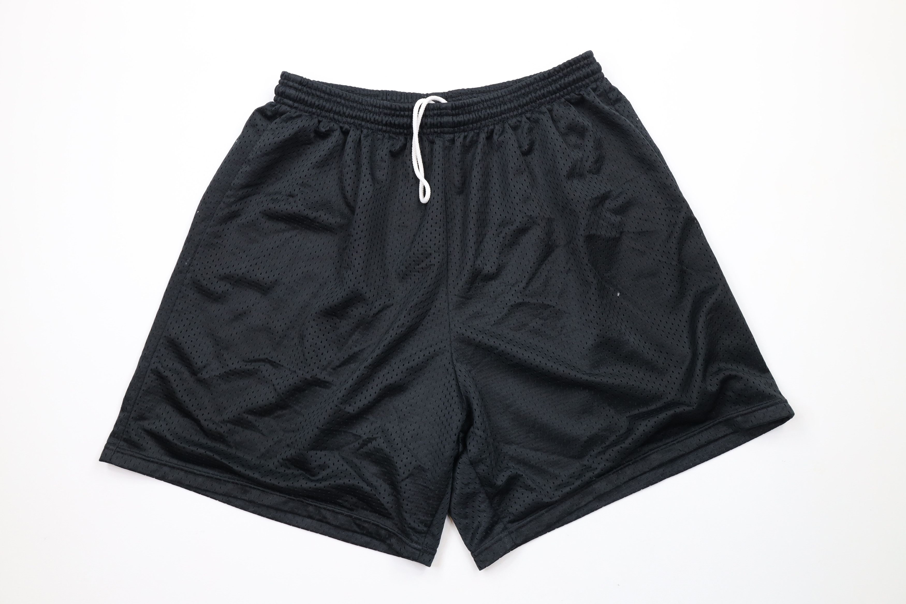 Vintage 90s Streetwear Blank Above Knee Mesh Shorts Black