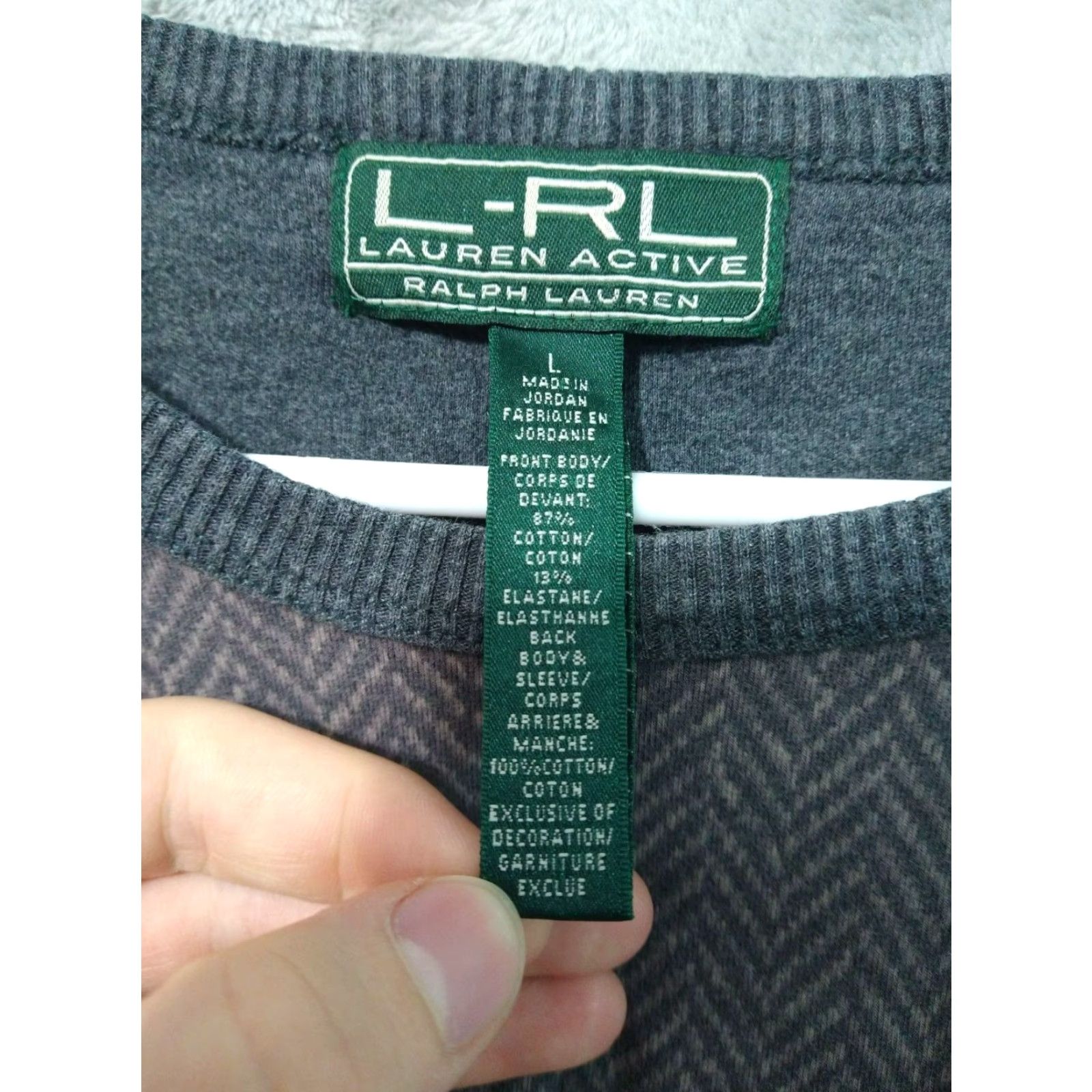 Ralph Lauren Ralph Lauren Sweater Mens Large Gray Herringbone Crew Neck Pullover Long Sleeve Cotton Classic Preppy Casual Travel Size US L / EU 52-54 / 3 - 5 Thumbnail