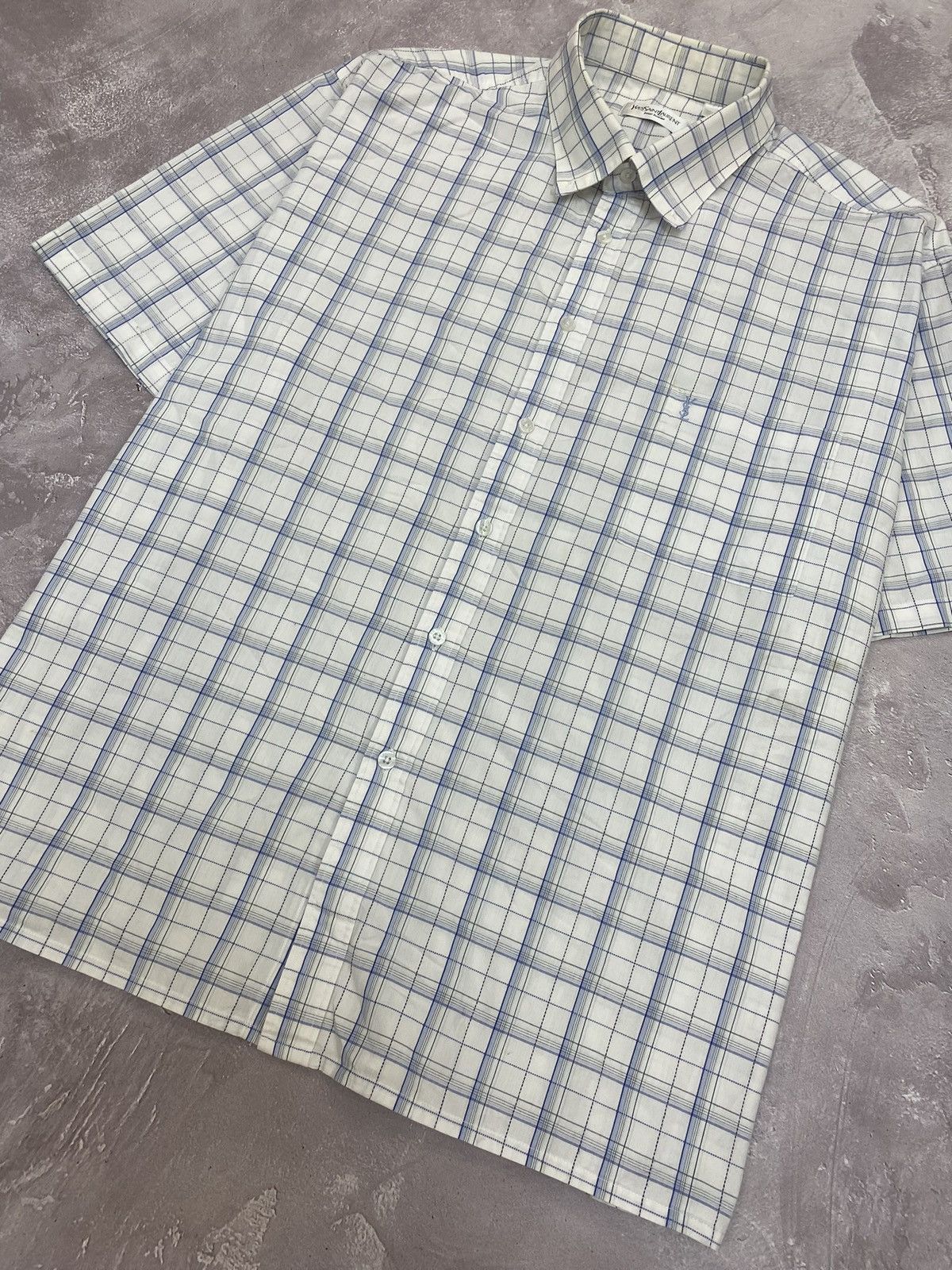 Yves Saint Laurent Vintage YSL Long Sleeve Checkered Tennis Shirt Short Sleeve Size US XL / EU 56 / 4 - 2 Thumbnail