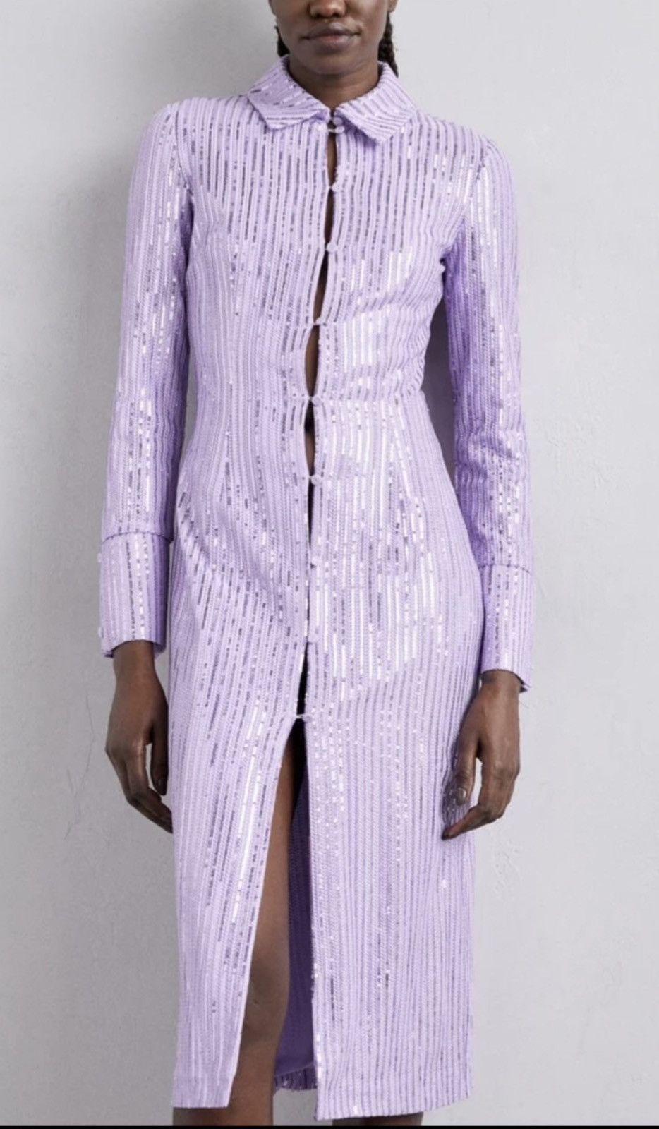 Stine Goya Stine Goya Sonja Sequin Long Sleeve Button-Up Shirtdress Size M / US 6-8 / IT 42-44 - 2 Thumbnail