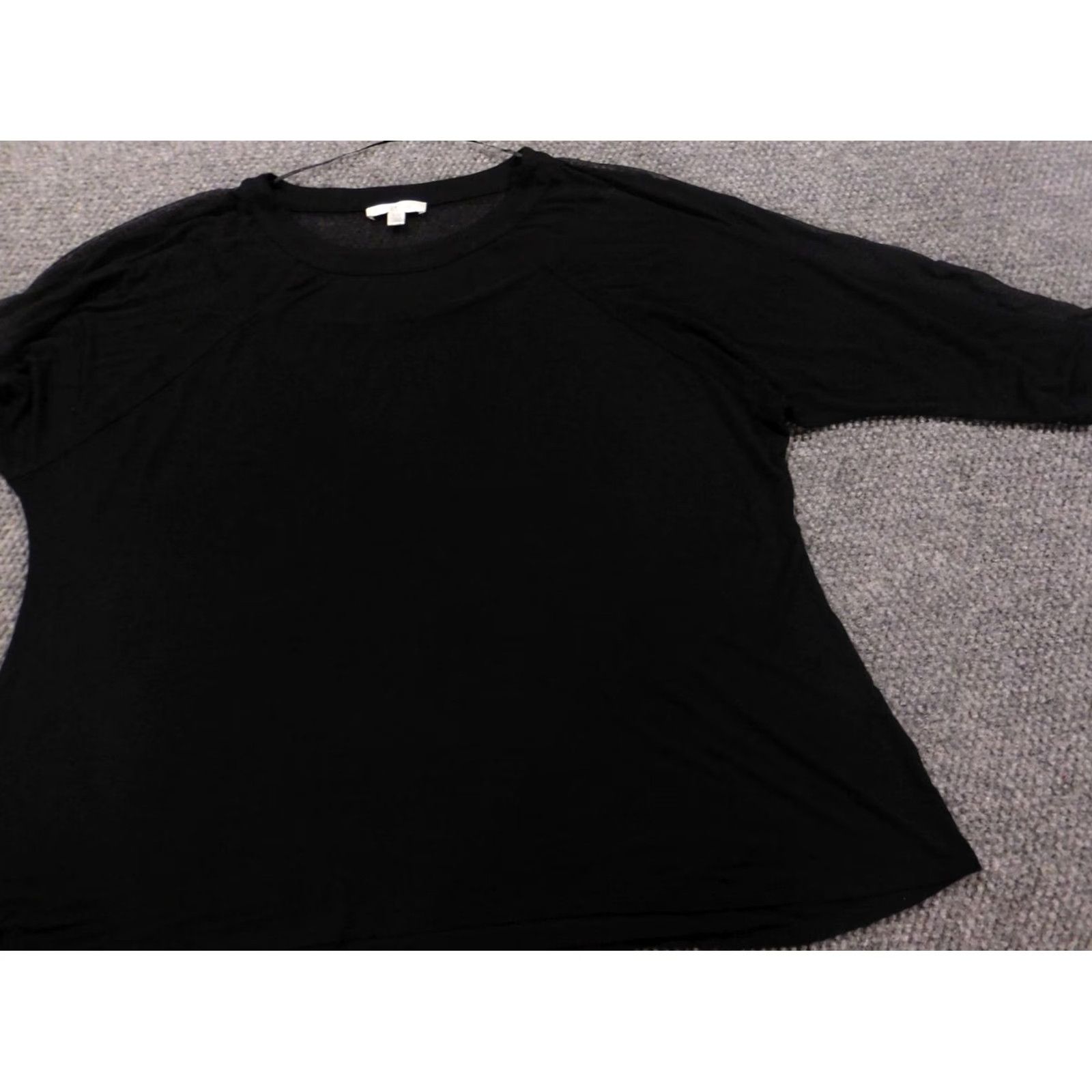 Vintage Spense Blouse Shirt 1X Plus Womens Black Short Sleeve Round Neck Pullover Polyester Down Floral Stretch Casual Regular Womens Ladies Size XL / US 12-14 / IT 48-50 - 3 Thumbnail