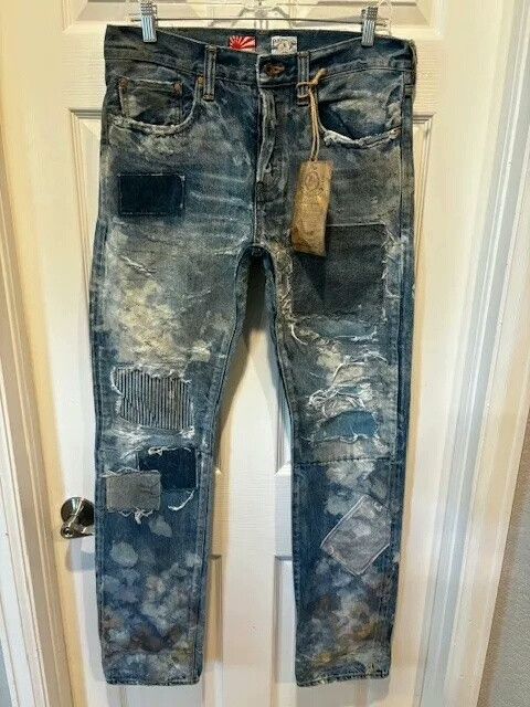 Prps Purple Product Noir Distressed Patch Jeans Size US 32 / EU 48 - 1 Thumbnail