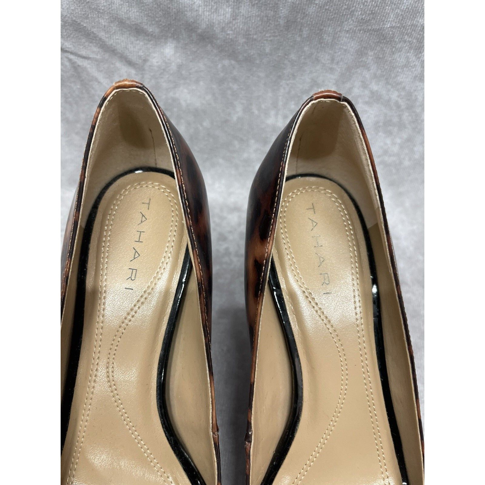 Other TAHARI Marie Women's Leather Leopard Open Toe Heel Pumps Sho Size US 4.5 / IT 34.5 - 4 Thumbnail