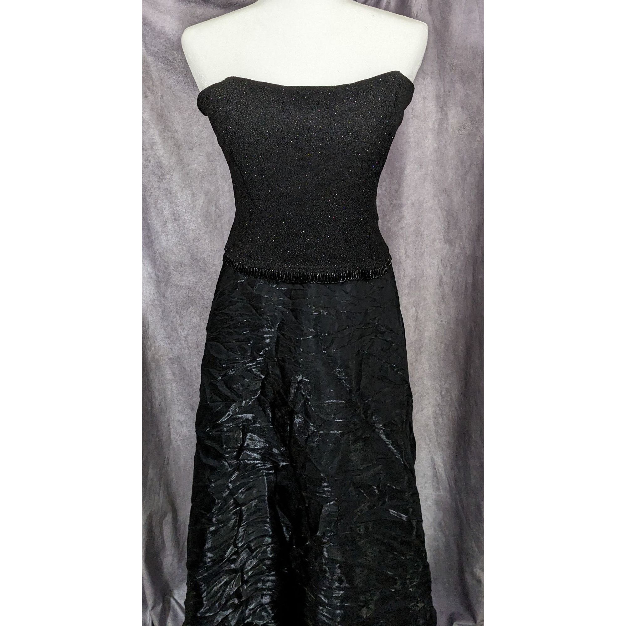 Other Vintage Y2K Gothic Formal Black Strapless Gown Size L / US 10 / IT 46 - 2 Thumbnail