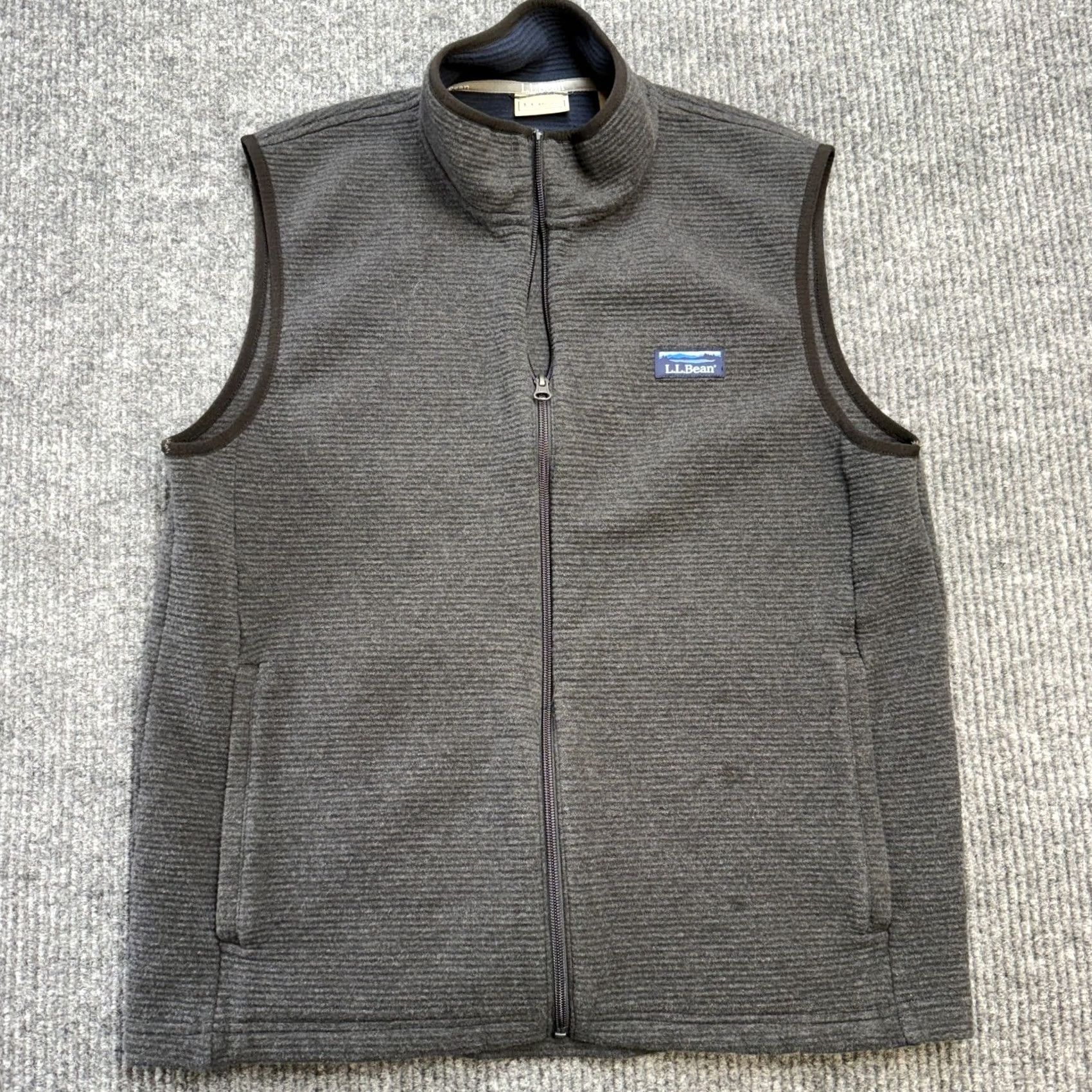 Vintage LL Bean Vest Men Medium Gray Lakewashed Double Knit Ribbed Zip Up Sweater Casual Size US M / EU 48-50 / 2 - 2 Thumbnail