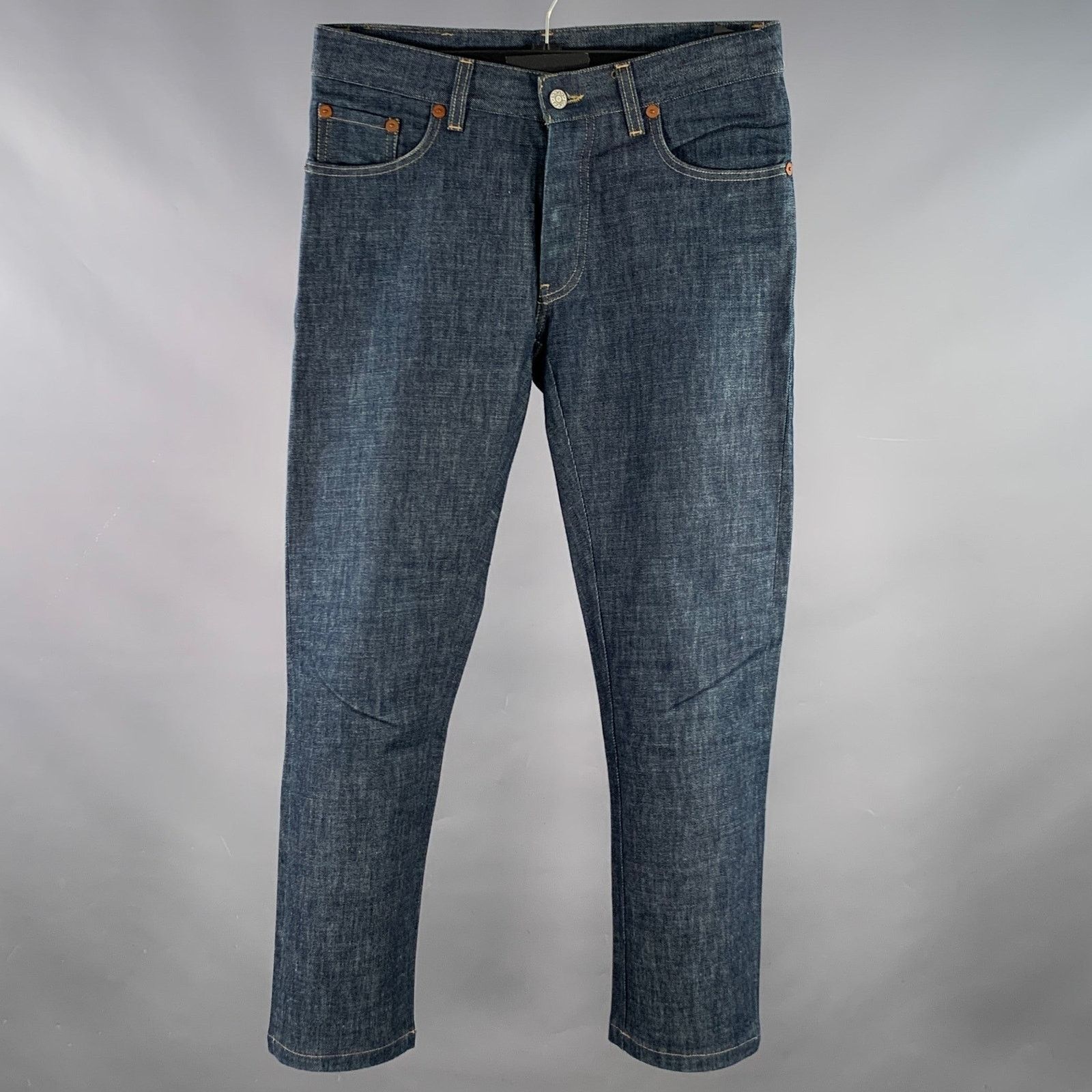 Gucci 28 Blue Contrast Stitch Cotton Straight Button Fly Jeans Size US 28 / EU 44 - 1 Thumbnail