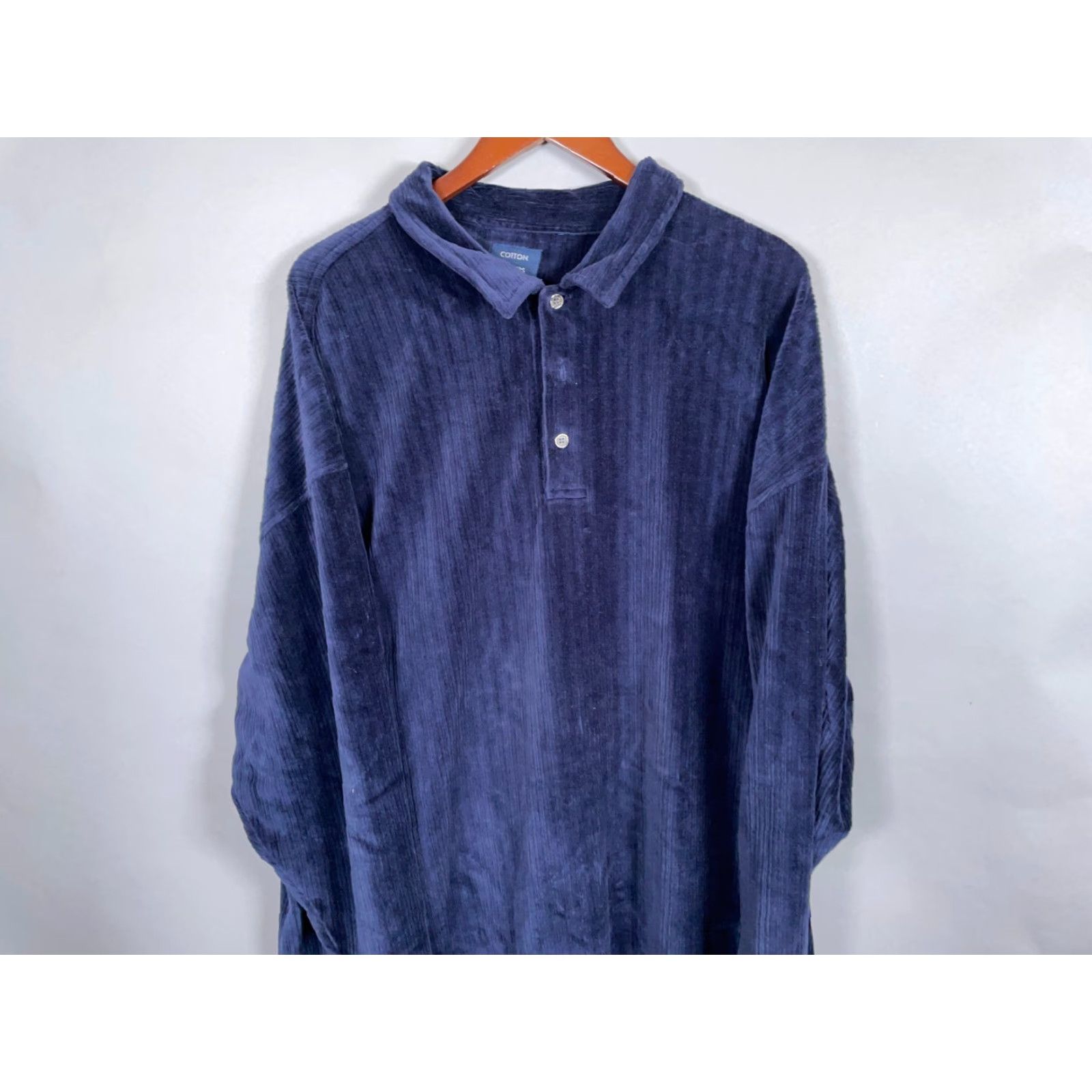 Cotton Traders Cotton Traders Polo Shirt Mens Big 2X Dark Blue Velour Long Sleeve Casual 90s Retro Size US XXL / EU 58 / 5 - 4 Thumbnail