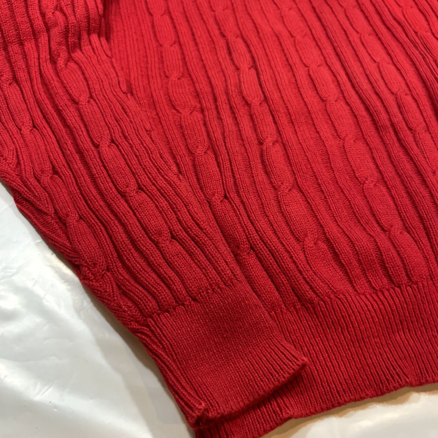 Vintage VINTAGE Cape Isle Knitters Sweater Mens L Red 90s Cable-Knit Ribbed Crew Neck Pullover USA Made Size US L / EU 52-54 / 3 - 6 Thumbnail