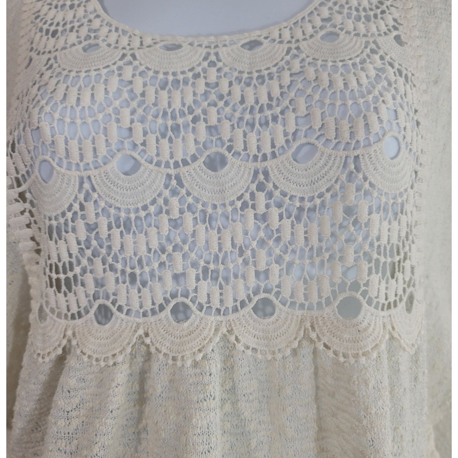 Other Red Camel Beige Crochet Bodice Popcorn Knit Sweater XS Size XS / US 0-2 / IT 36-38 - 6 Thumbnail