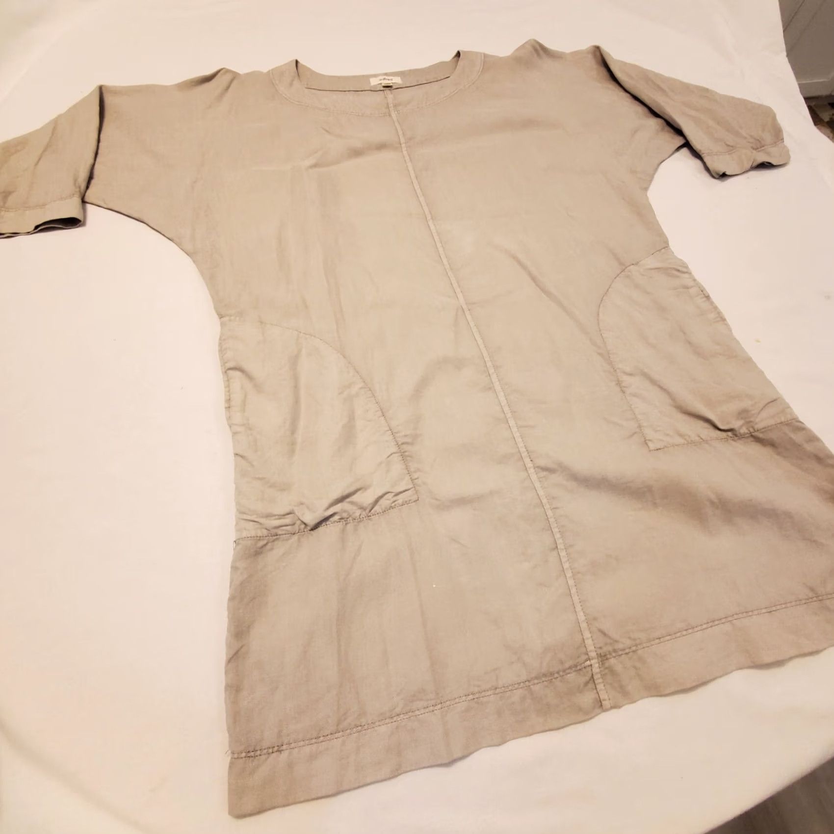Vintage Wilfred Gray Linen Mini Dress XXS Half Sleeve Boho Minimalist Lagenlook Size XXS / US 00 / IT 34 - 2 Thumbnail