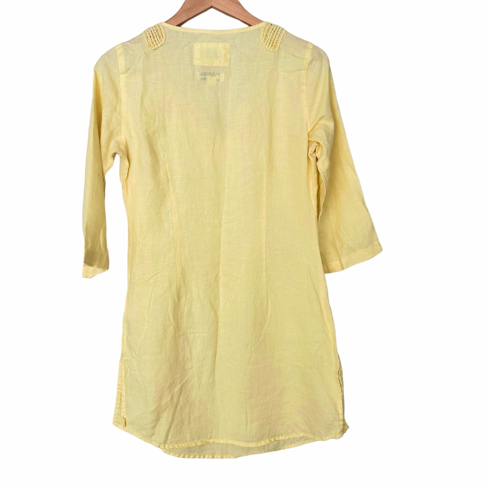 Other Malvin Yellow Linen Split Neck 3/4 Sleeve Dress Sz 6 Size M / US 6-8 / IT 42-44 - 4 Thumbnail