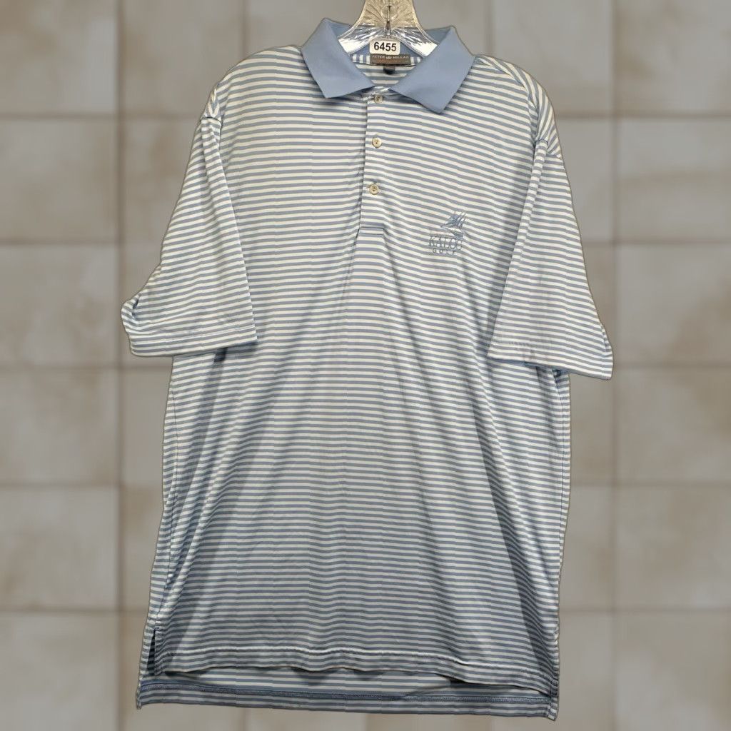 Peter Millar Peter Millar Polo Shirt M Striped Blue Summer Comfort Golf Button Collar Short Sleeve Mens Size US M / EU 48-50 / 2 - 1 Thumbnail
