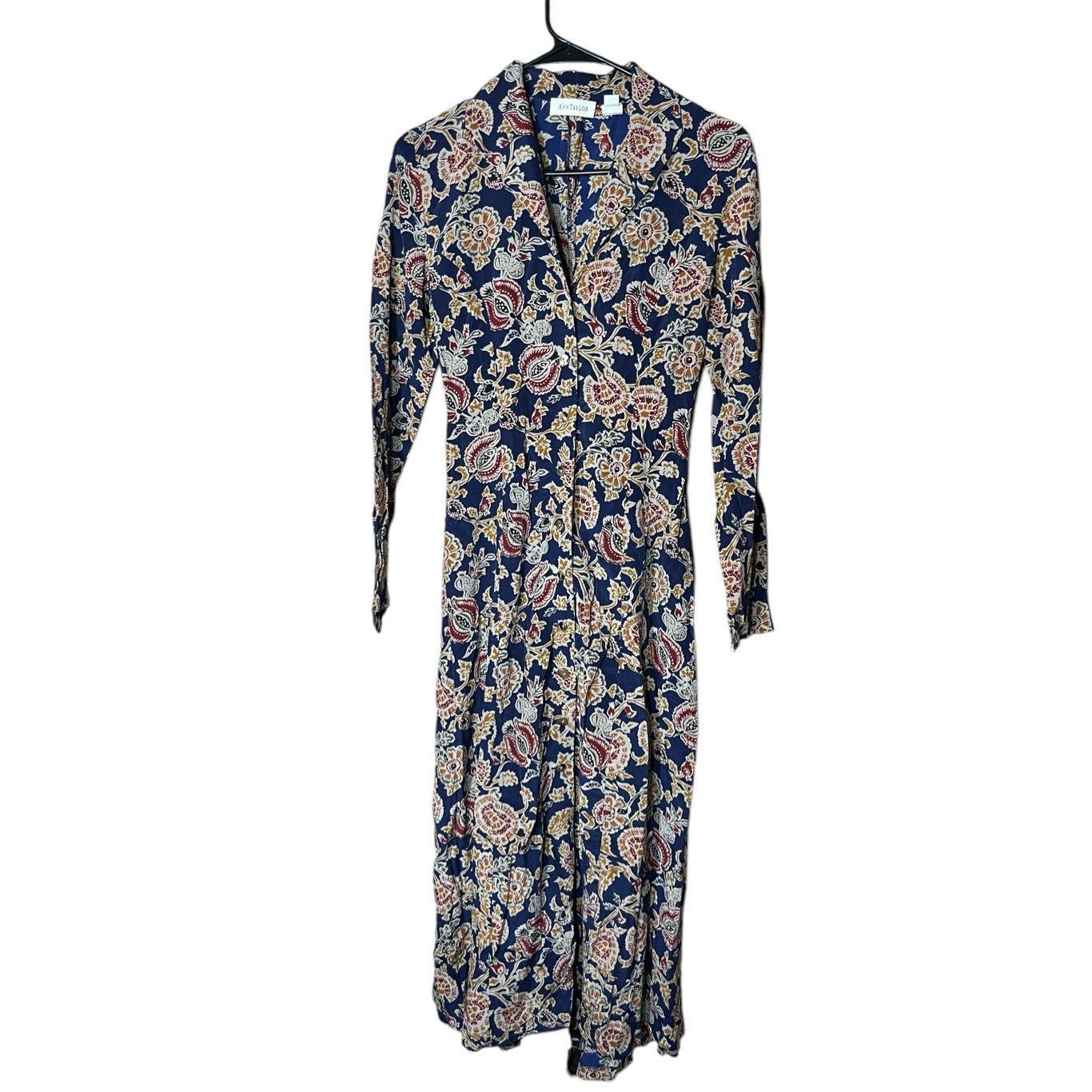 Ann Taylor Vintage Ann Taylor 100% Silk Long Sleeve Maxi Dress Size 2 Size XS / US 0-2 / IT 36-38 - 1 Thumbnail