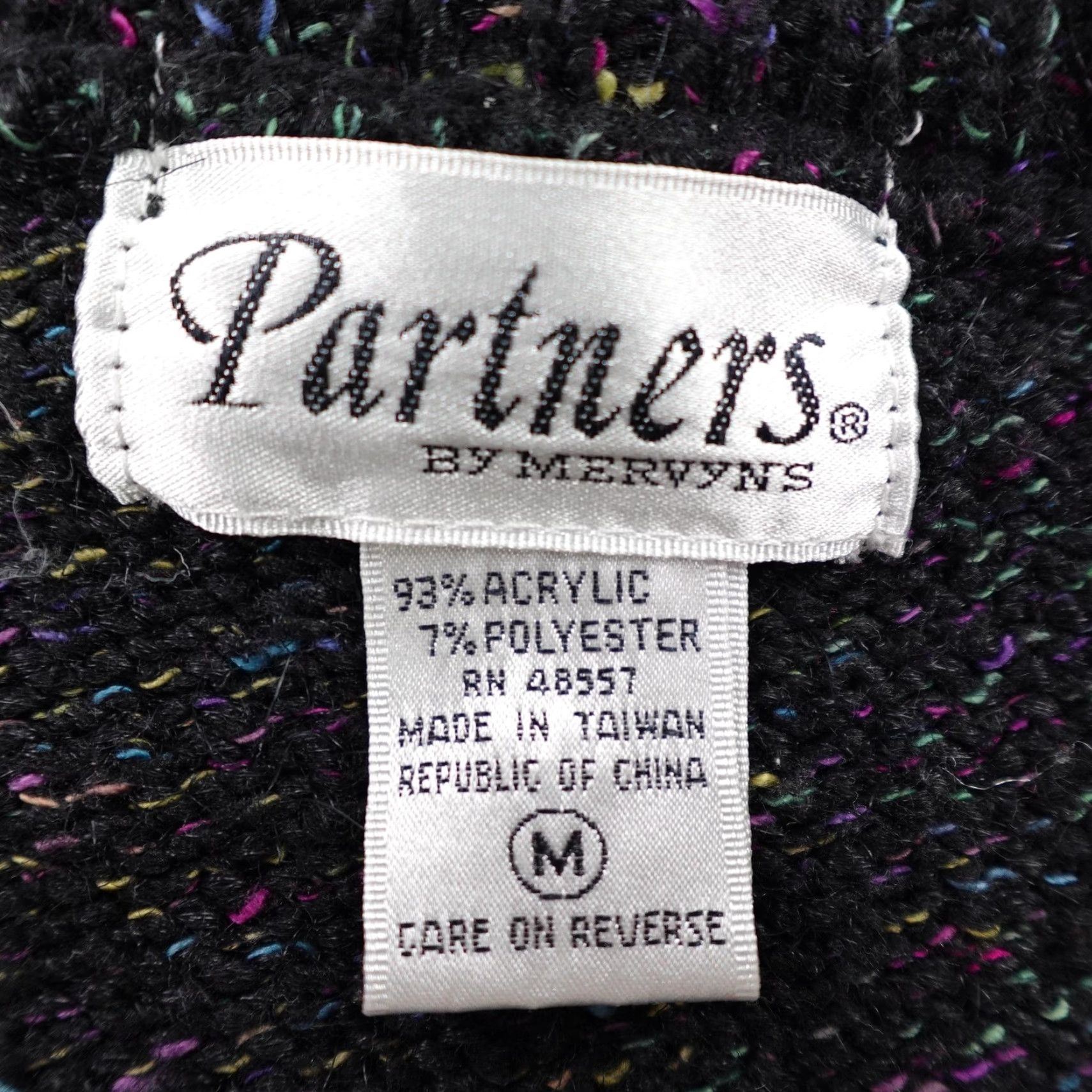 Rainbow VINTAGE Partners Mervyns Sweater Cardigan Womens Medium Black Rainbow Fair Isle Size M / US 6-8 / IT 42-44 - 7 Thumbnail