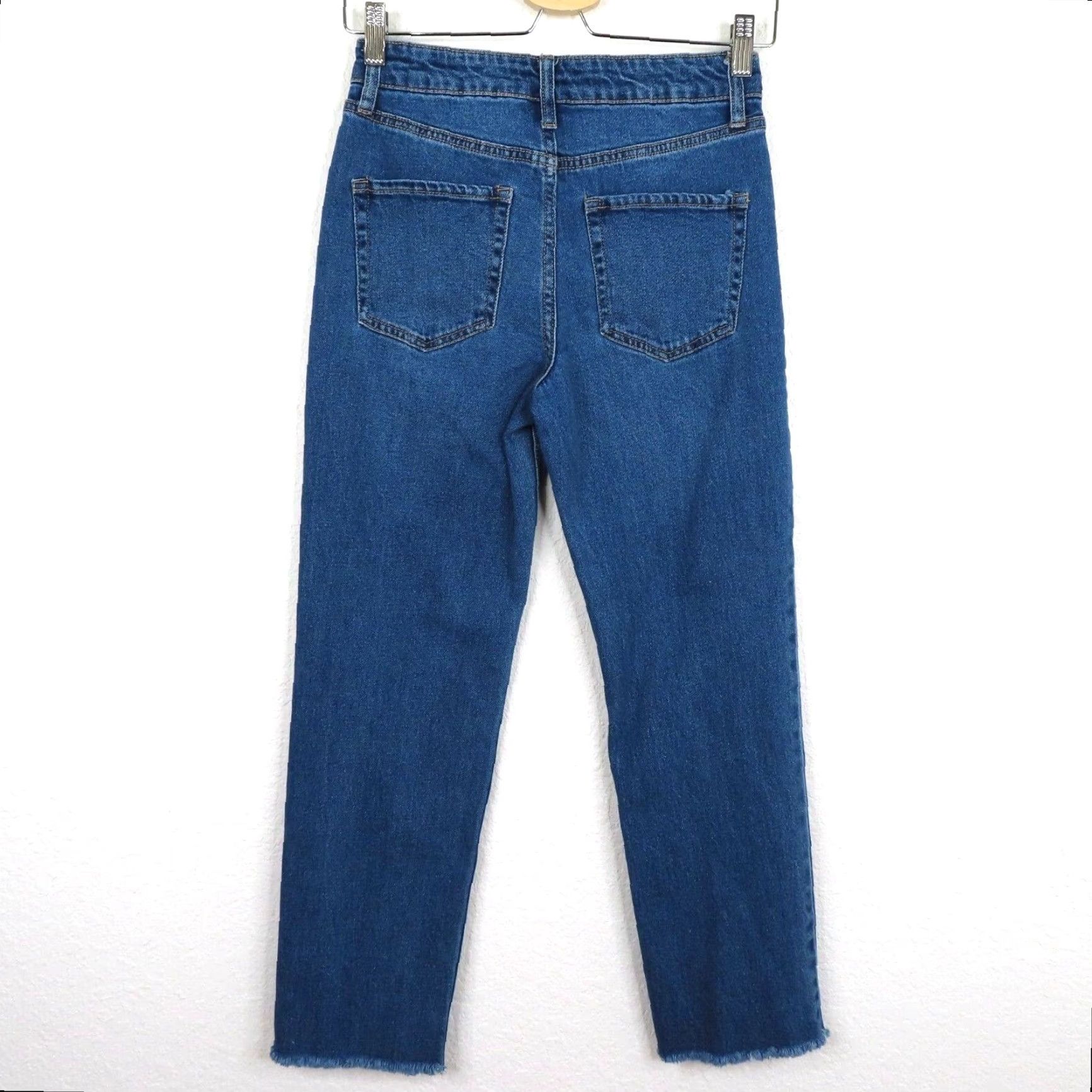 Vintage Wild Fable Womens Jeans 2 Medium Blue Wash Denim Distressed Raw Hem Cotton Blend Straight 5-Pocket Mens Womens Girls? Size 26" / US 2 / IT 38 - 5 Thumbnail