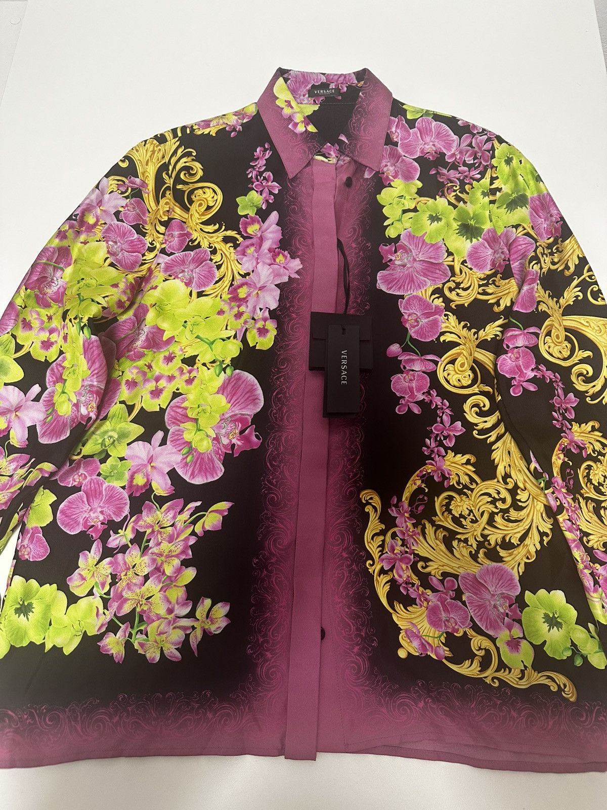 Versace Versace Medusa Orchid Silk Shirt Size S / US 4 / IT 40 - 2 Thumbnail