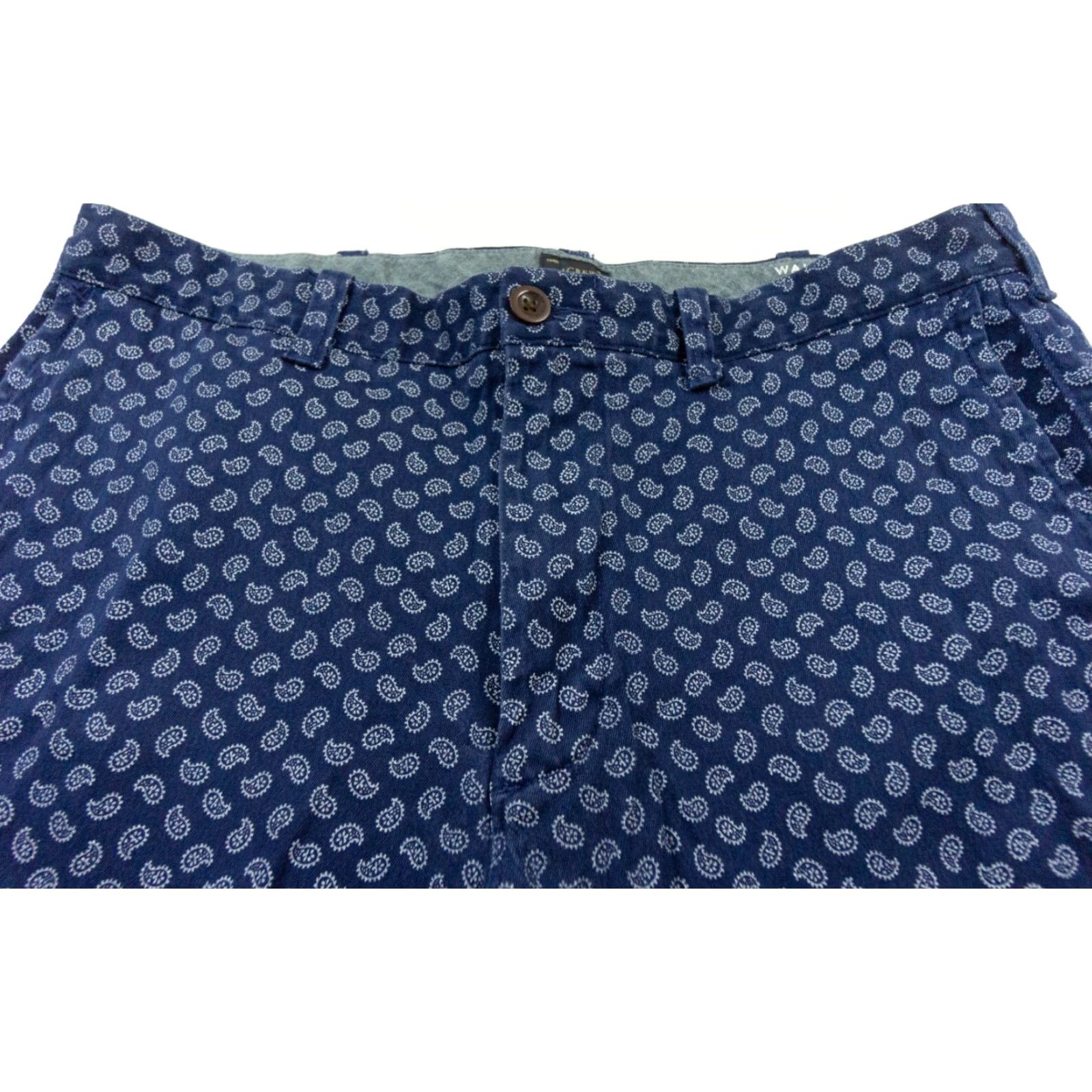 J.Crew JCrew Men’s Stretch Chino Shorts 9" Flat Front 35 Blue Paisley Casual Preppy Mens Size US 35 - 2 Thumbnail