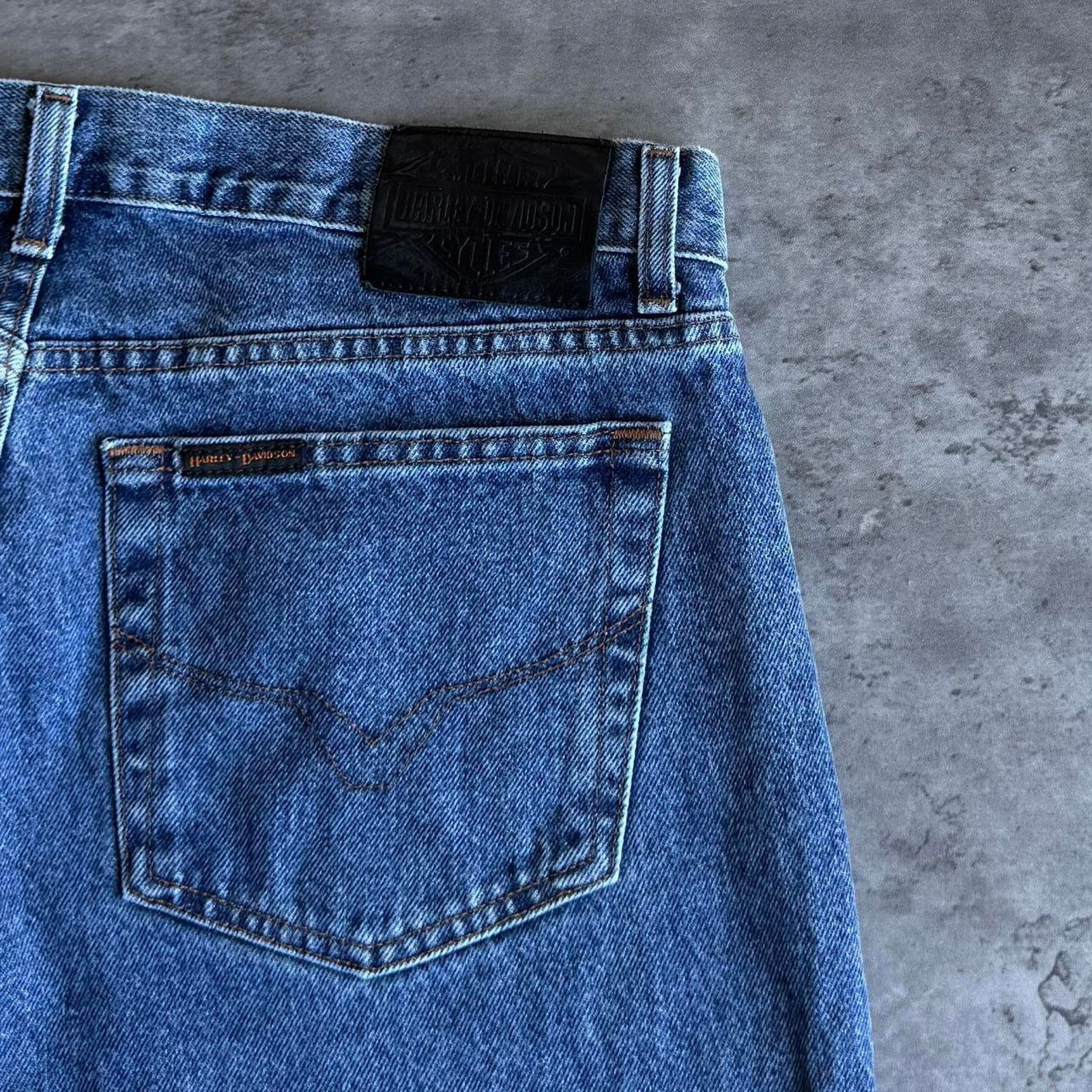 Harley Davidson × Vintage Vintage Y2K Harley Davidson Baggy Skater Grunge Denim Jeans Size US 36 / EU 52 - 3 Thumbnail