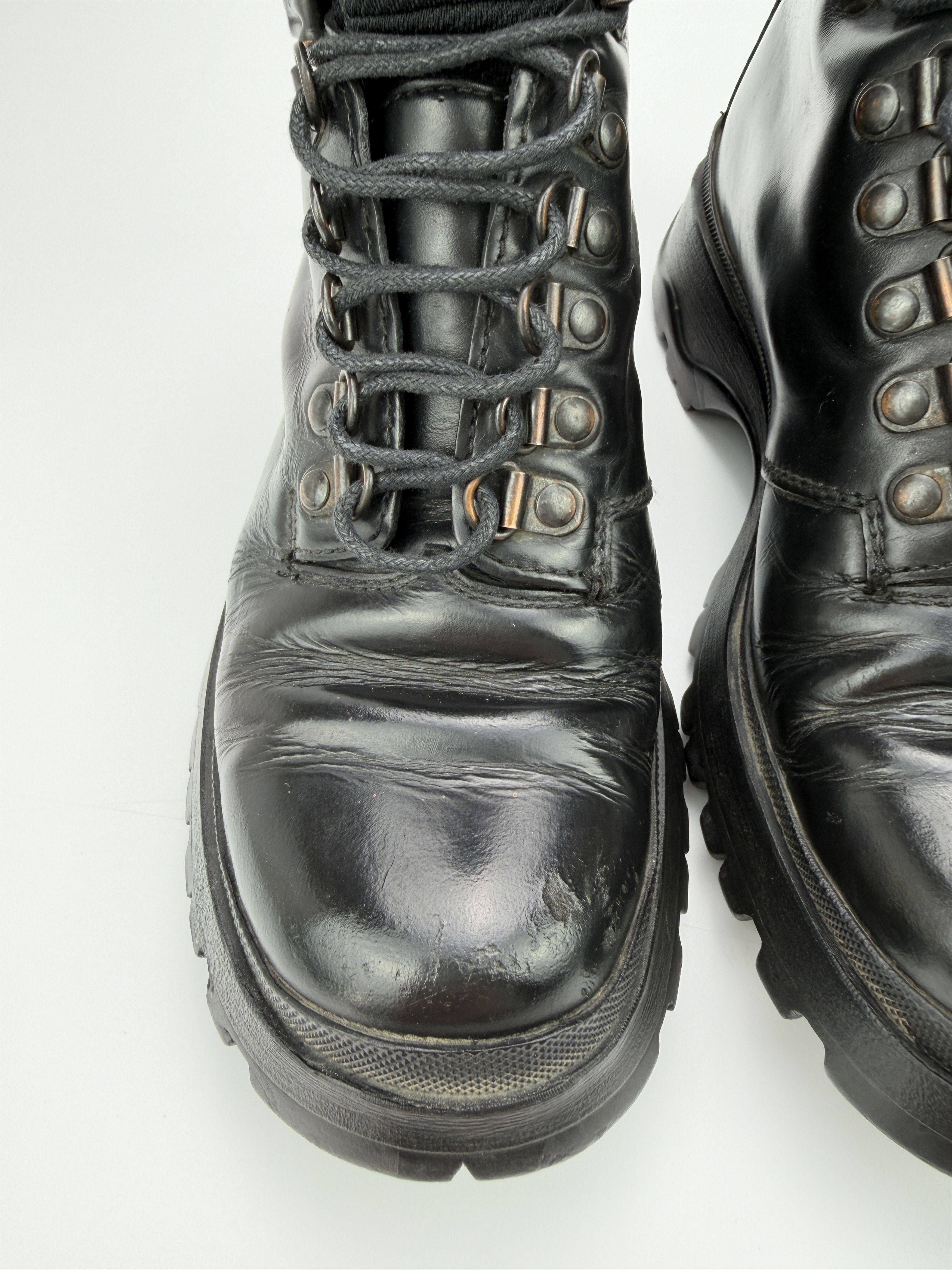 Prada Vintage Prada Vibram Heavy Leather Military Ankle Boots Size US 6 / IT 36 - 21 Thumbnail