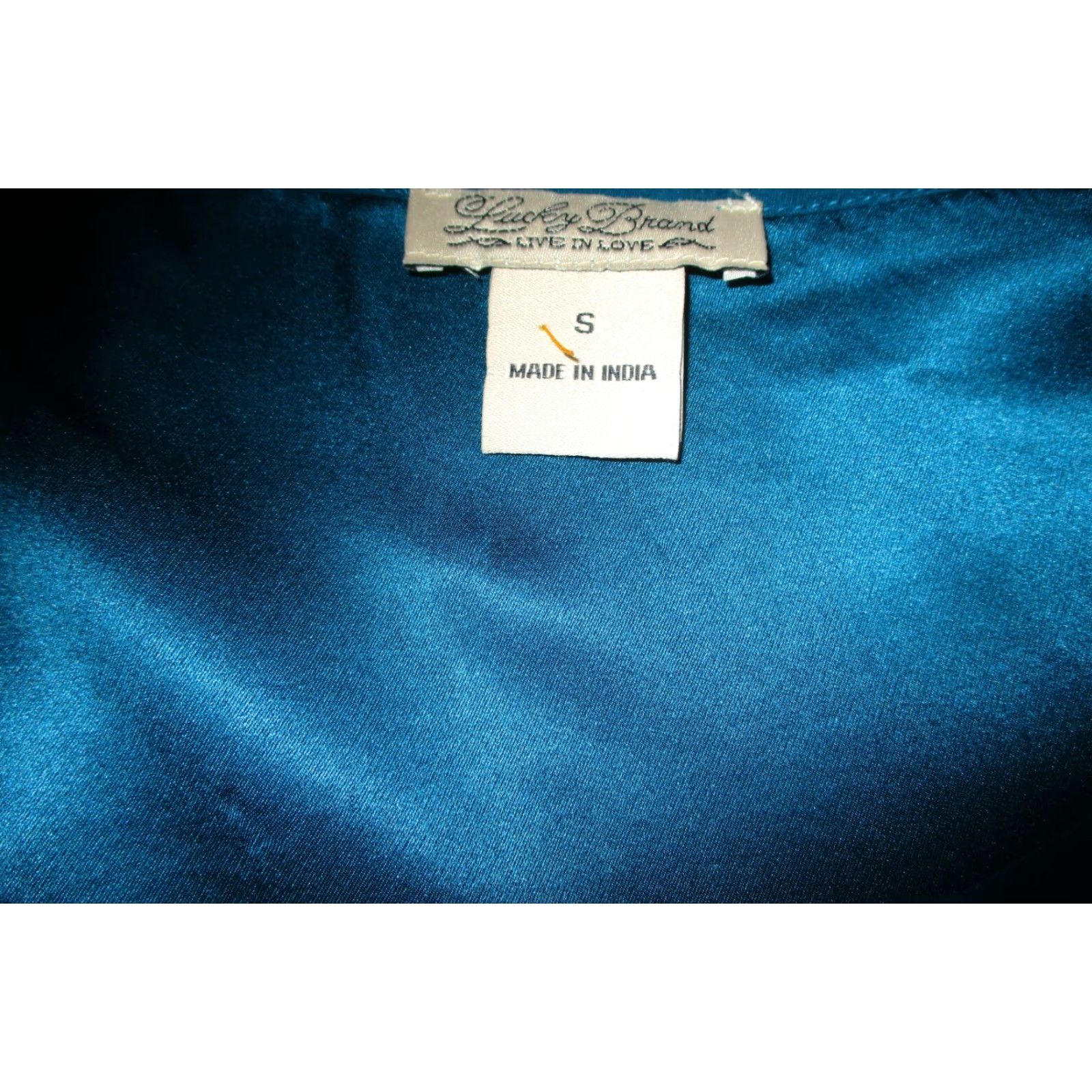 Lucky Brand LUCKY BRAND Top Silk Beaded Blue 100% Silk 3/4 Sleeve Size S Womens Size S / US 4 / IT 40 - 6 Thumbnail