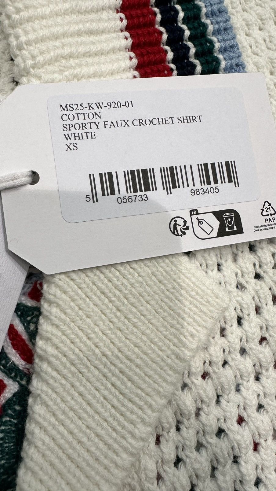 Casablanca CASABLANCA - Sporty Faux Crochet Shirt White Size US XS / EU 42 / 0 - 4 Thumbnail