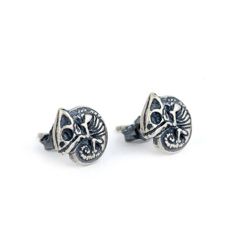 Jewelry Chameleon Skeleton Stud Earrings 925 Sterling Silver Gift Size ONE SIZE - 5 Thumbnail