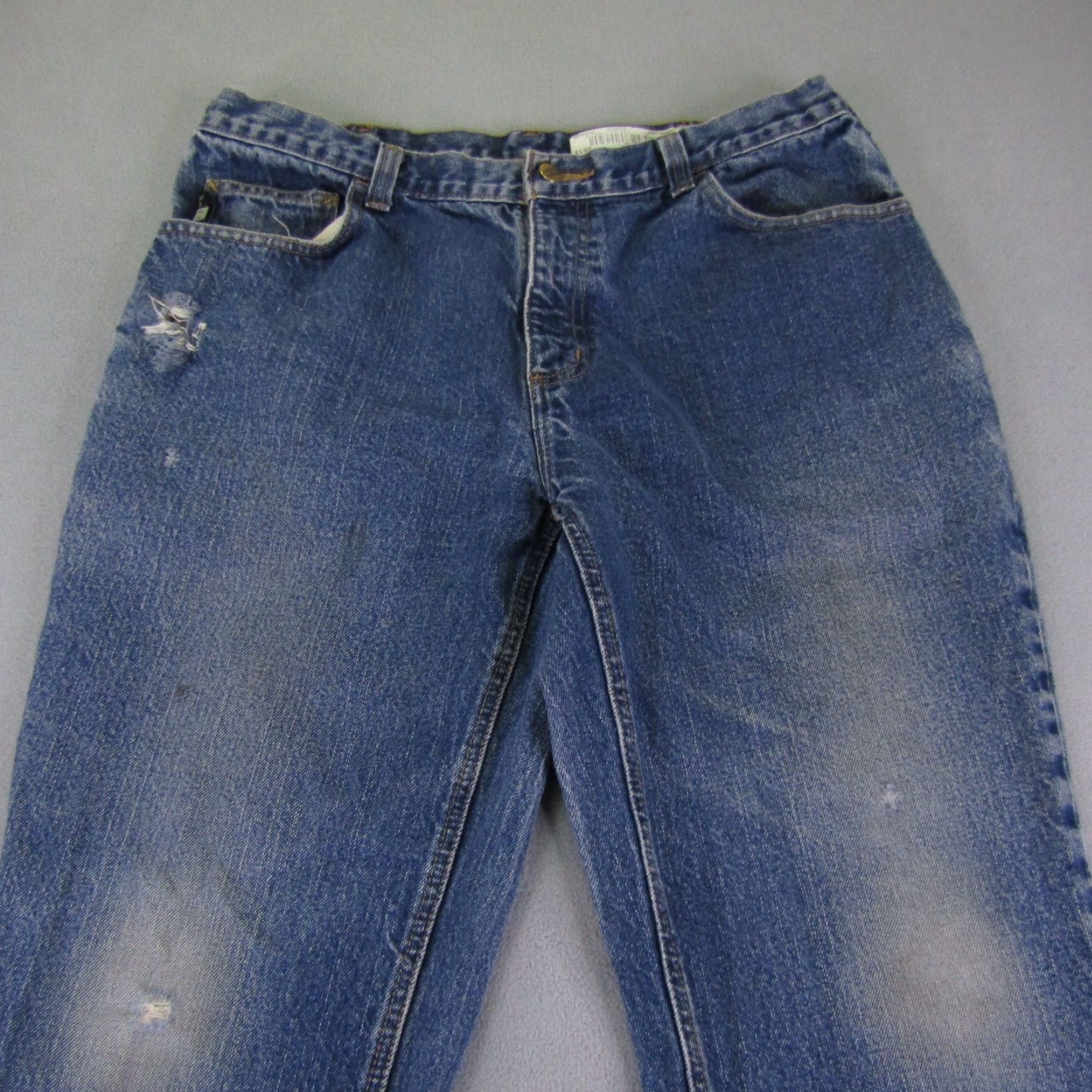 Carhartt Carhartt FR Jeans Mens 36x30 Denim Blue Flame-Resistant Work Jeans Distressed Pockets Regular Zip Button Mens Size US 34 / EU 50 - 2 Thumbnail