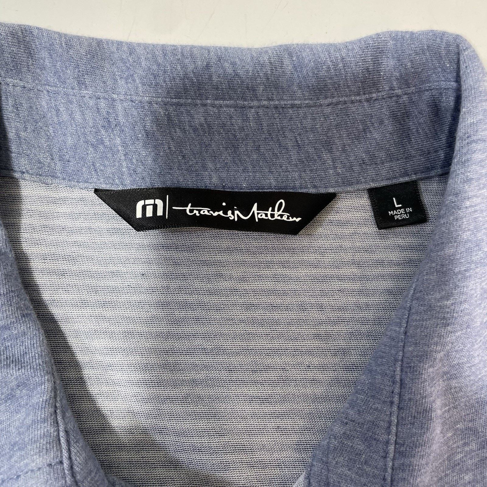 TravisMathew Travis Mathew Golf Polo Shirt Men’s Large Micro Stripe Blue Size US L / EU 52-54 / 3 - 3 Thumbnail