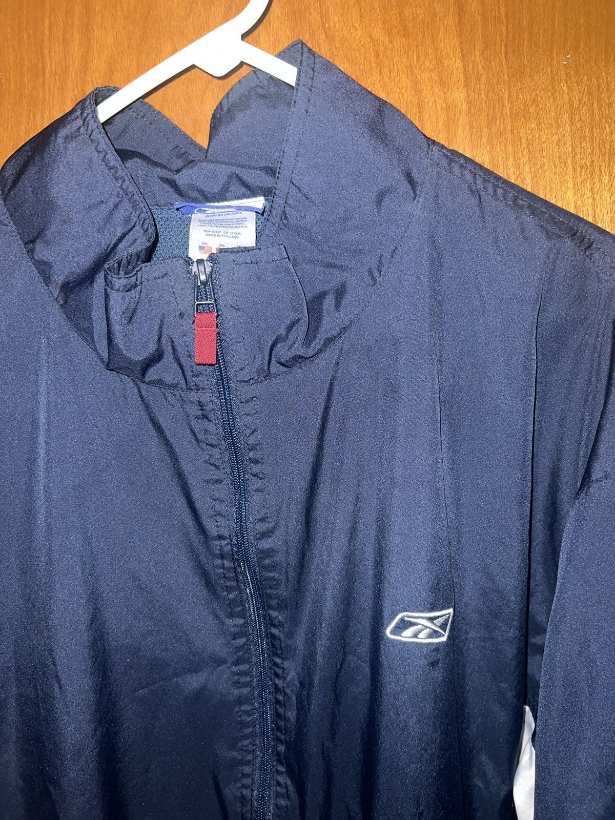 Reebok × Vintage Vintage 90s Reebok Navy Blue Windbreaker Jacket Size US XXL / EU 58 / 5 - 3 Thumbnail