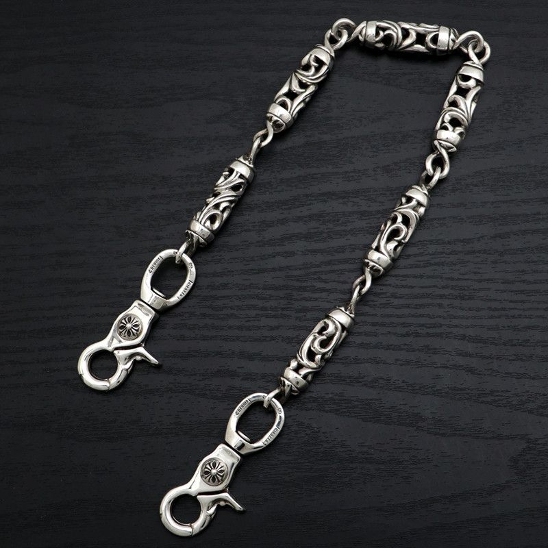 image of Chrome Hearts Roller Link Wallet Chain in Silver, Men's