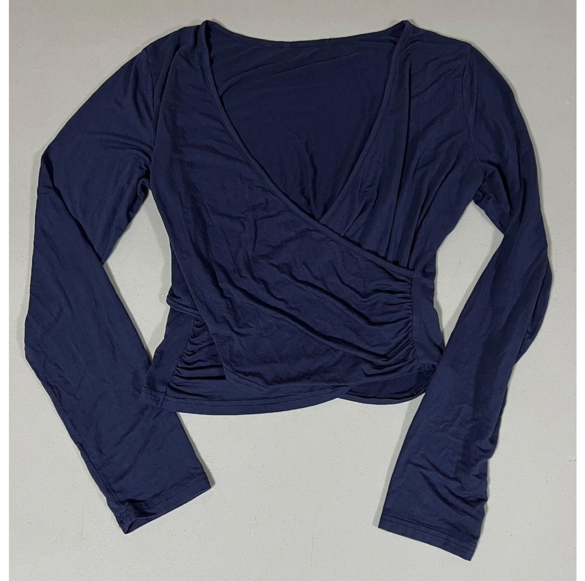 Japanese Brand Navy Blue Ruched Long Sleeve Shirt Top Blouse Tee Size S 💙✨ Size S / US 4 / IT 40 - 2 Thumbnail
