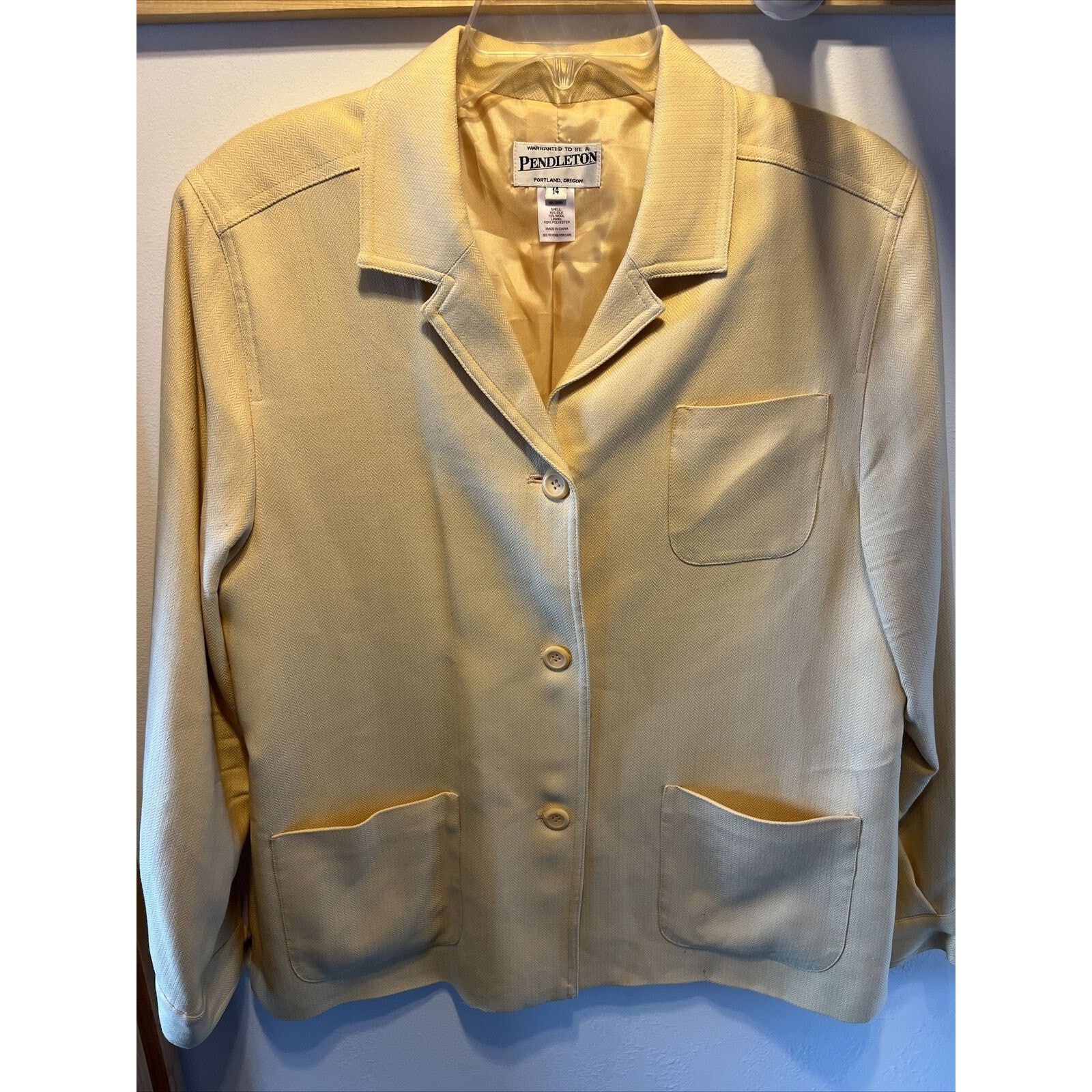 Pendleton Pendleton Womens 14 Wool Silk Blend yellow Dress Suit Blazer Size XL / US 12-14 / IT 48-50 - 12 Thumbnail