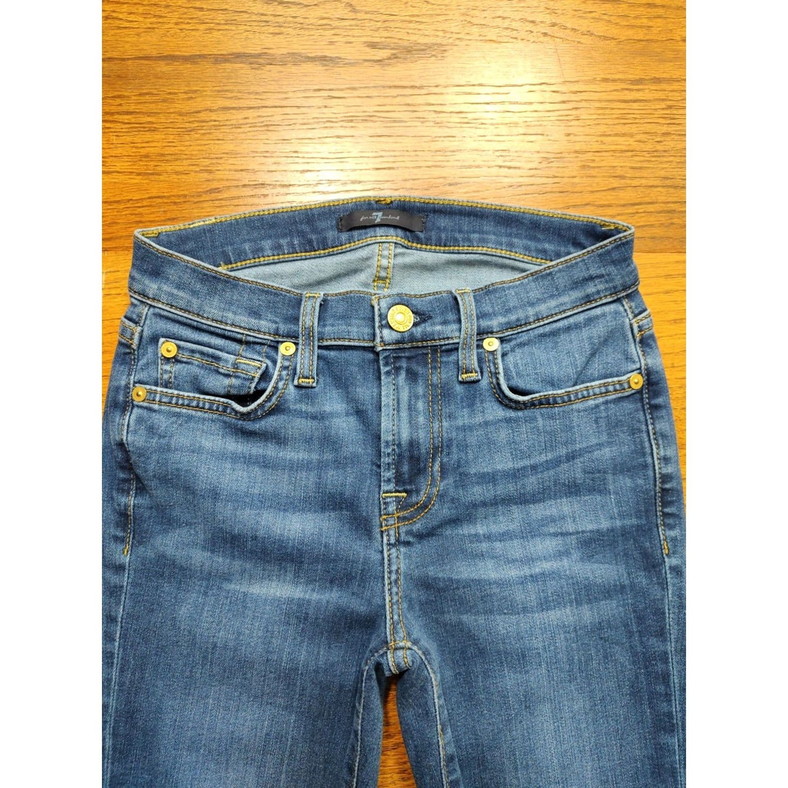 7 For All Mankind 7 For All Mankind Jeans Womens 25 Blue Skinny High Waist Gwenevere Slim Stretch 29in Inseam Denim Zip Pocket USA 90s Brand: 7 For All Mankind Size 42" / US 20 - 4 Thumbnail