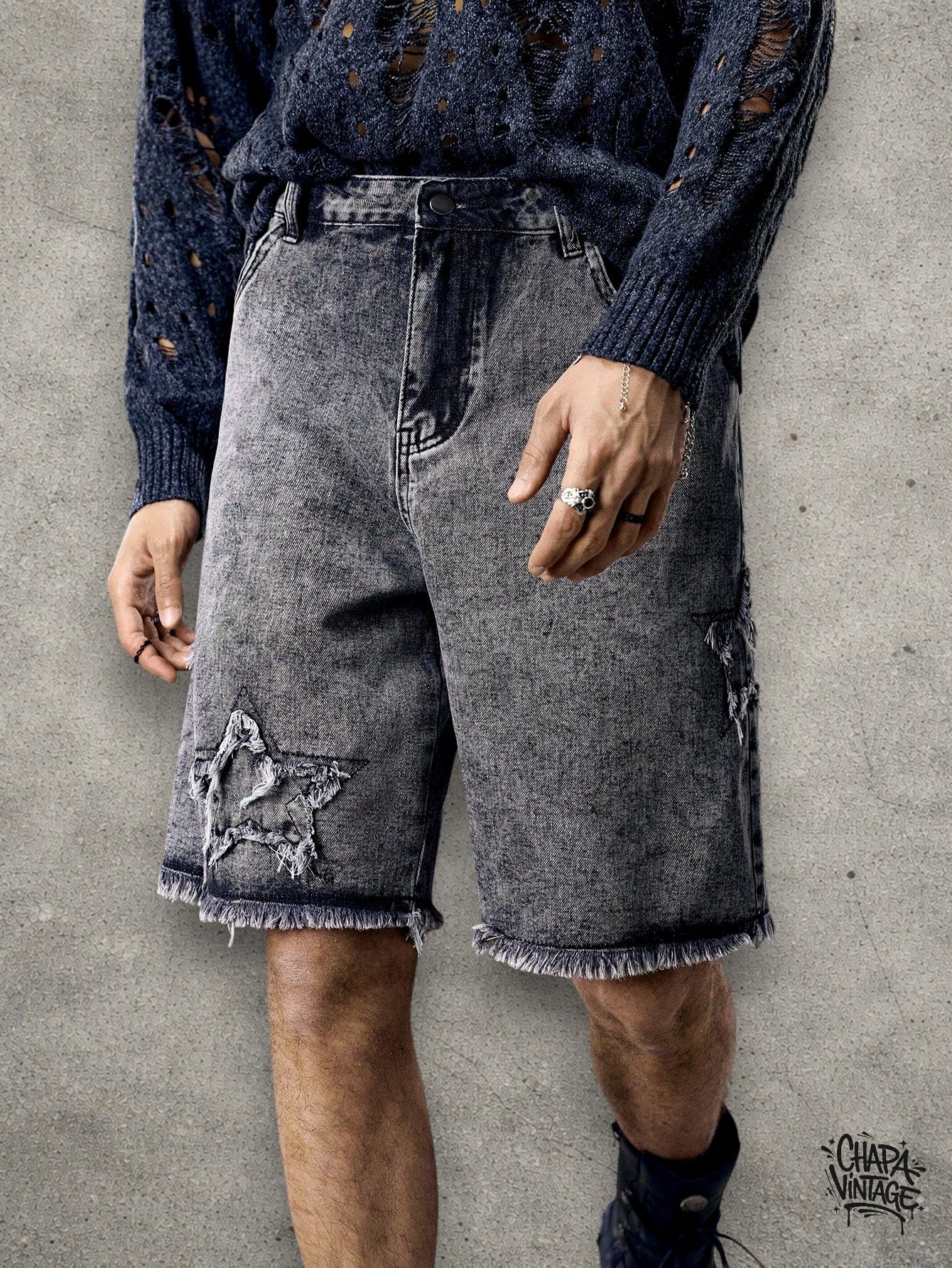 Japanese Brand Distressed gray shorts denim Size US 32 / EU 48 - 1 Thumbnail