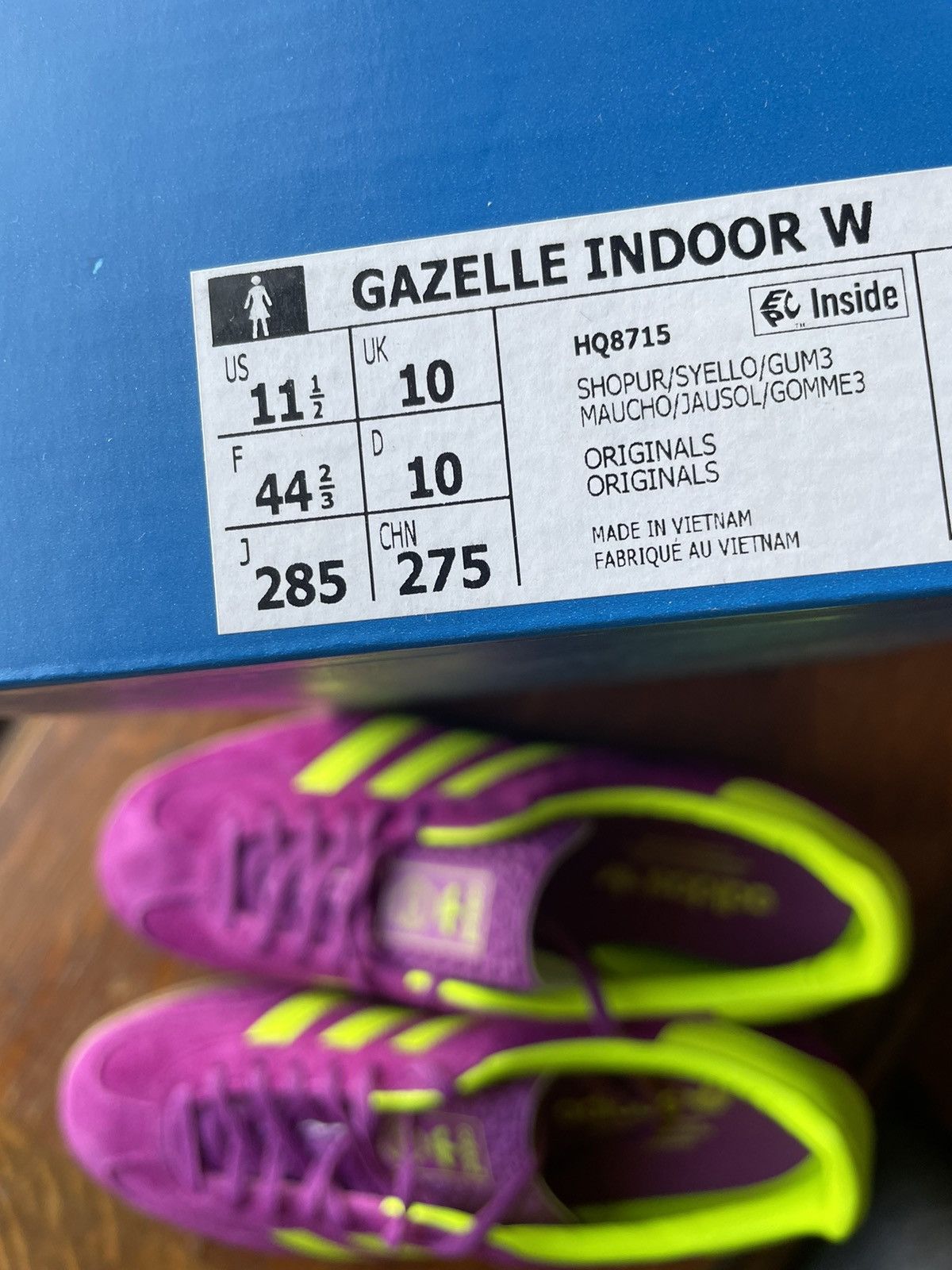 Adidas Adidas Originals Gazelle Indoor W Shock Purple / SolarYellow Size US 10.5 / EU 43-44 - 8 Thumbnail