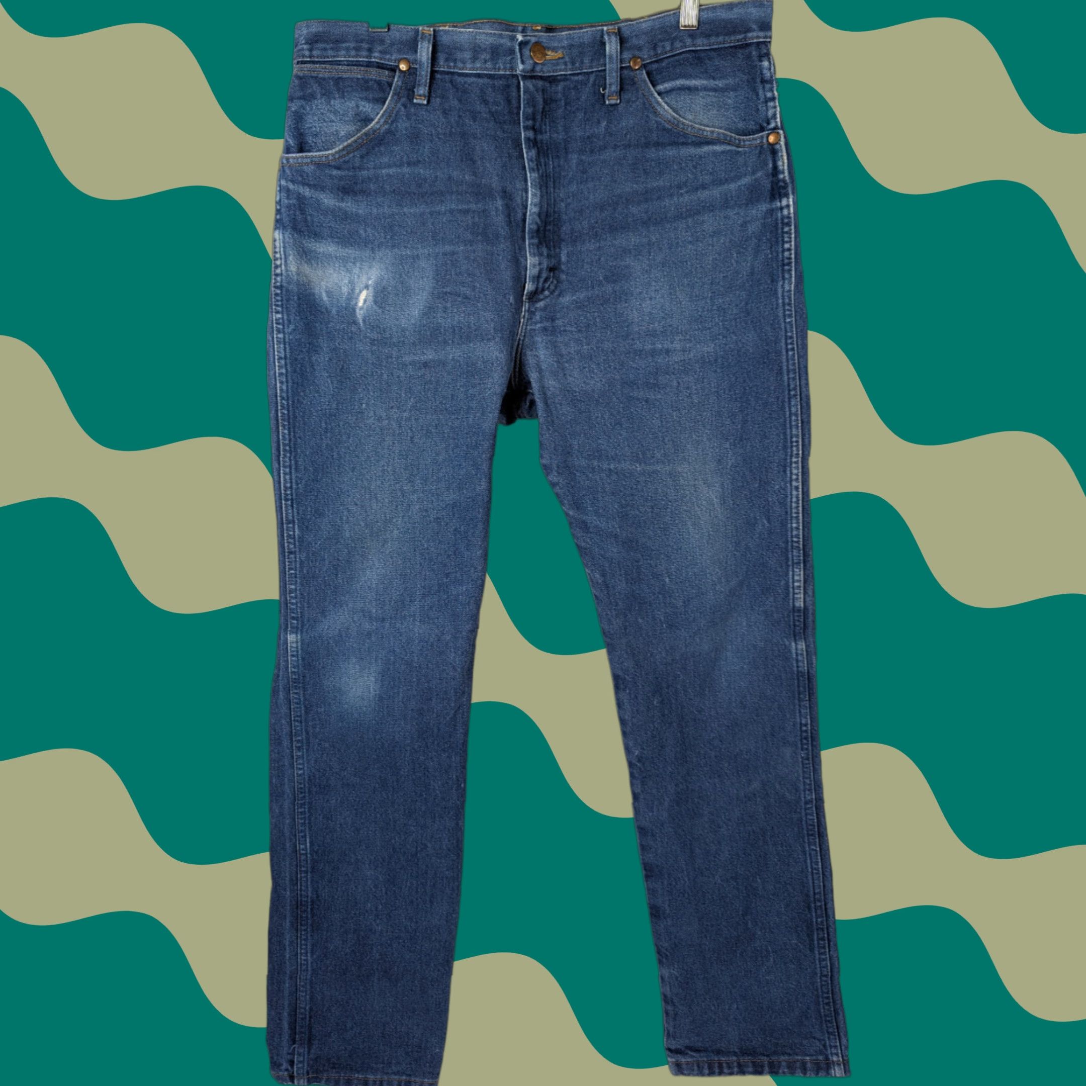 Wrangler VINTAGE Wrangler Cowboy Cut 13MWZ Jeans Men 36x34 Bootcut Western Workwear Distressed Blue Denim USA Cowboy Theme Mens Jeans Size US 36 / EU 52 - 1 Thumbnail