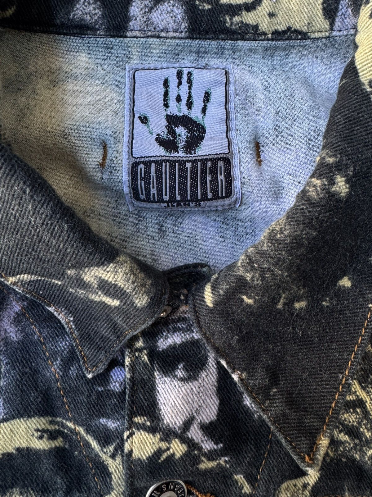 Jean Paul Gaultier AW92 Face Print Jacquard Trucker Jacket