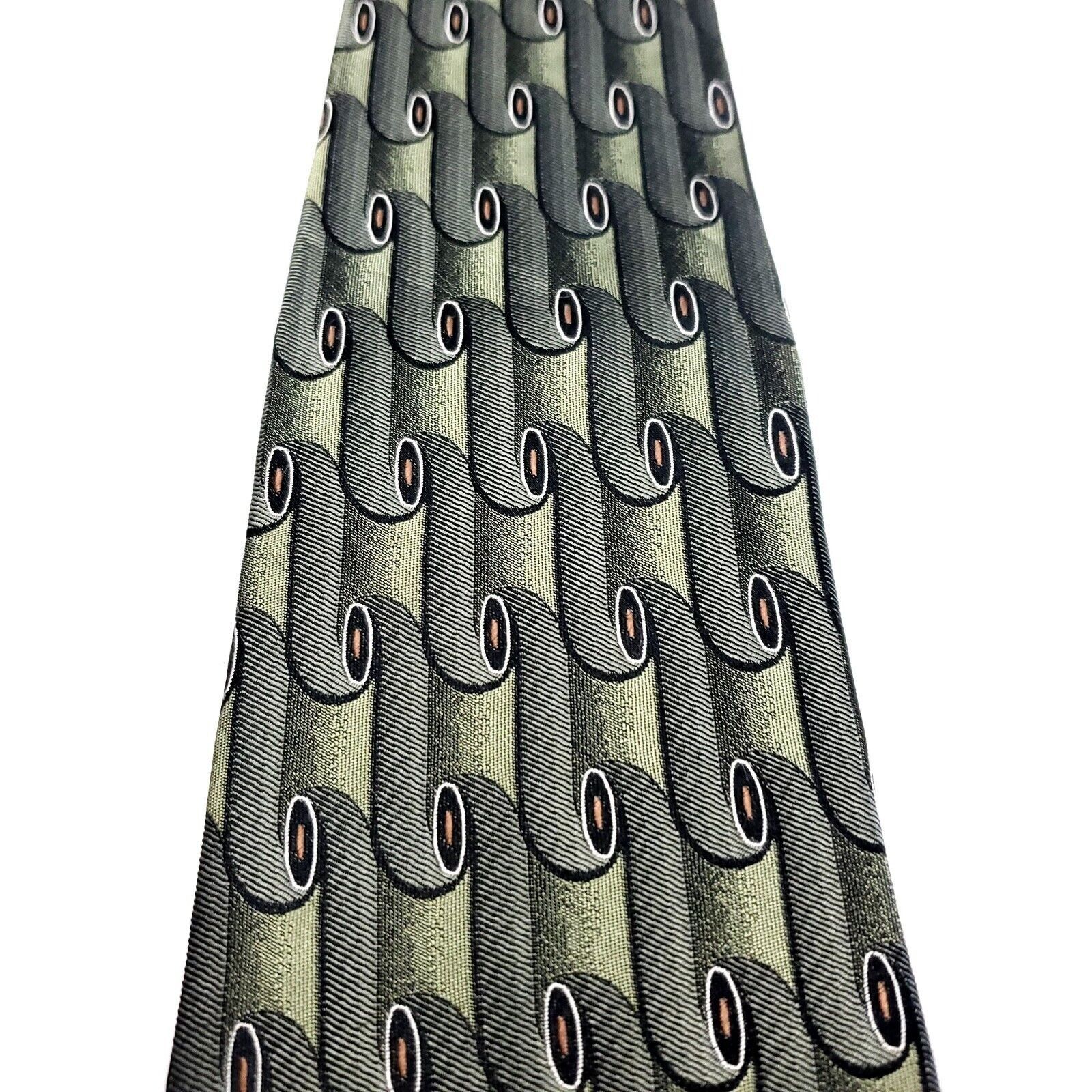 Croft & Barrow Croft & Barrow Green Silk Tie Woven Geometric Size ONE SIZE - 2 Thumbnail