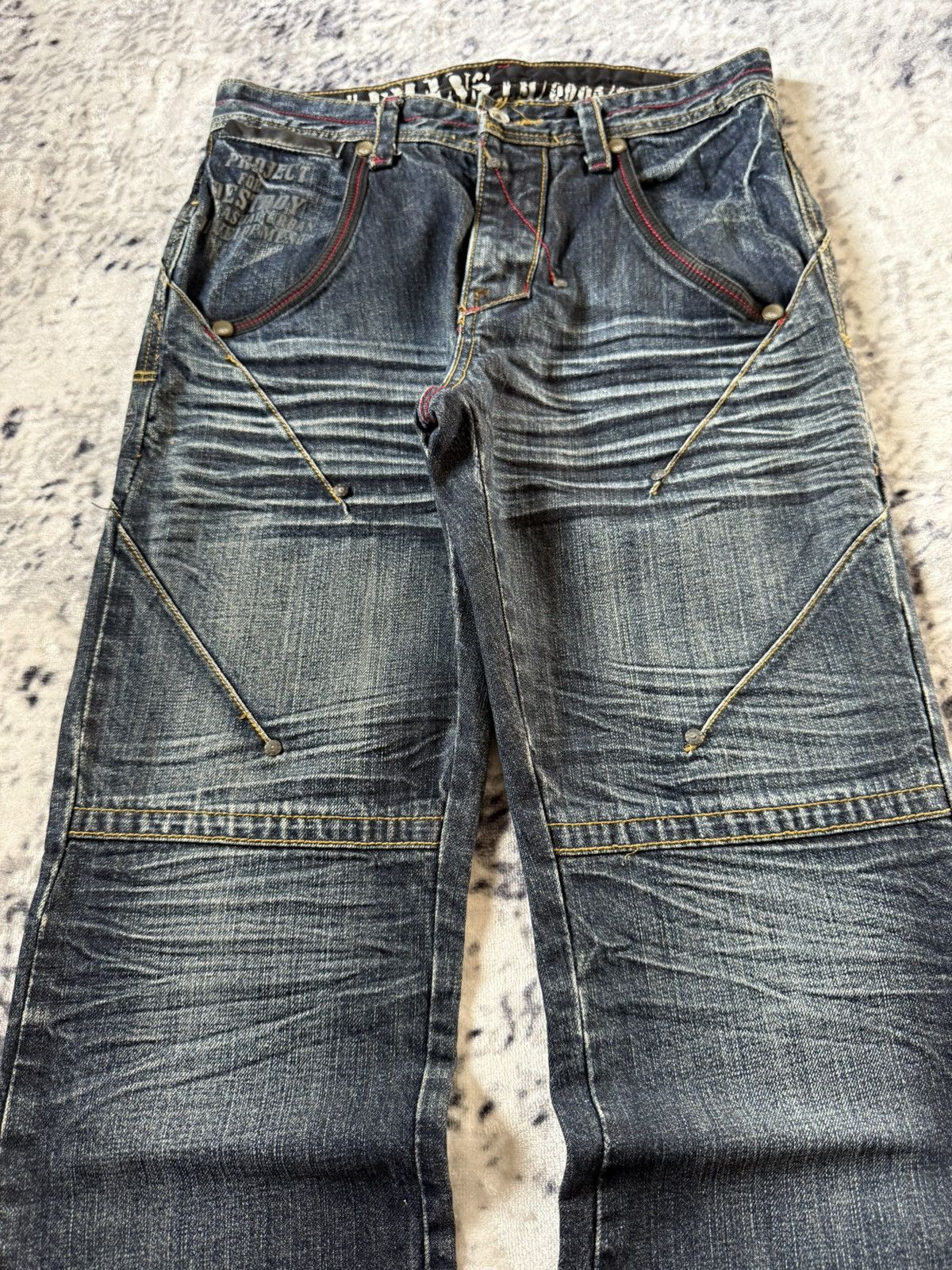 Japanese Brand Lemans Japan Claw Mark Whiskers Shadow Wash Jeans Size US 29 - 3 Thumbnail