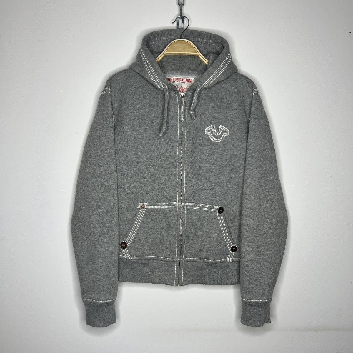 True Religion Y2K True Religion Triple Contrast Stitch Zip Up Hoodie Size US M / EU 48-50 / 2 - 1 Thumbnail
