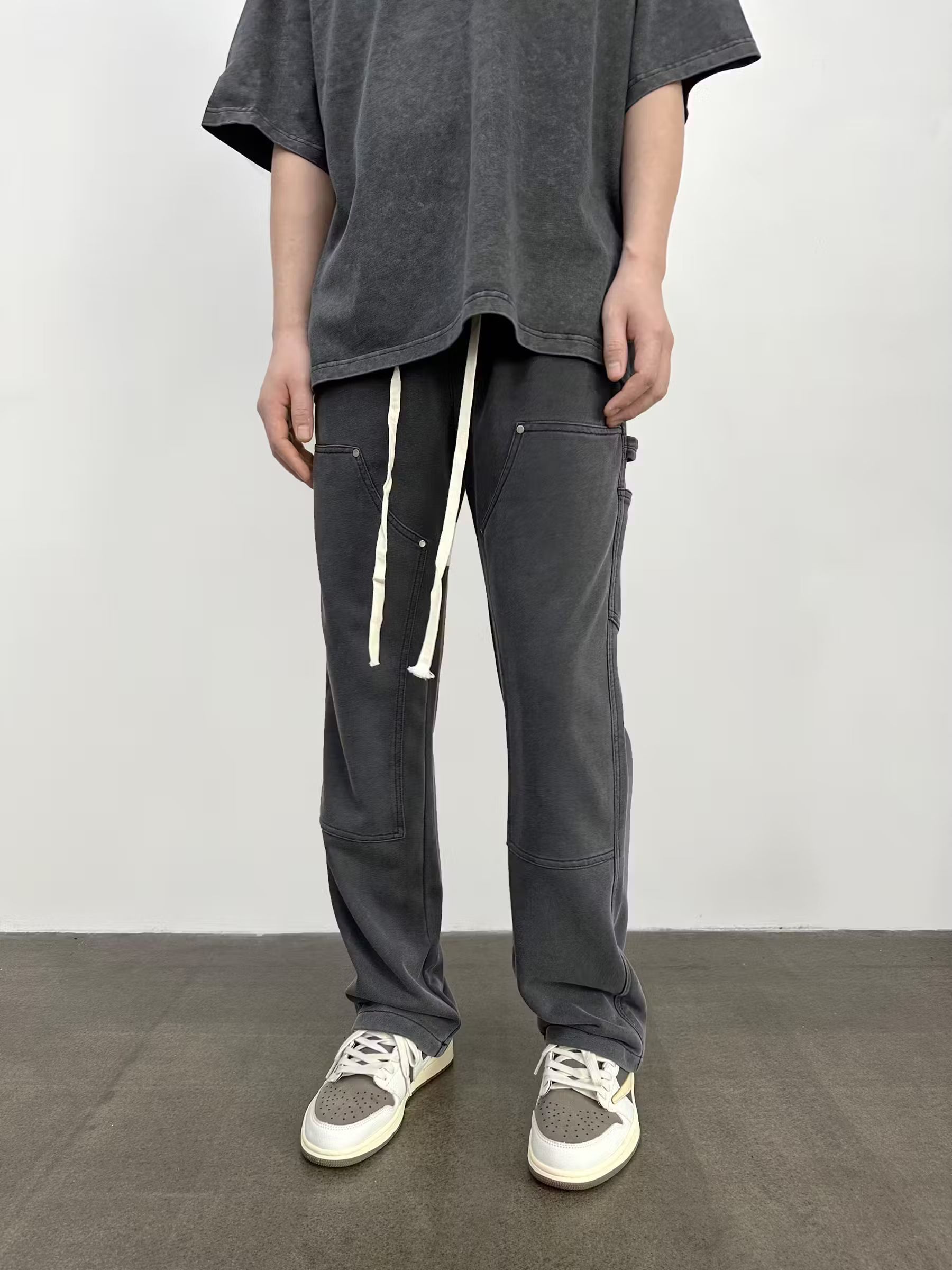 image of Vintage Sports Faded Double Knee Pants in Grey, Men's (Size 32)