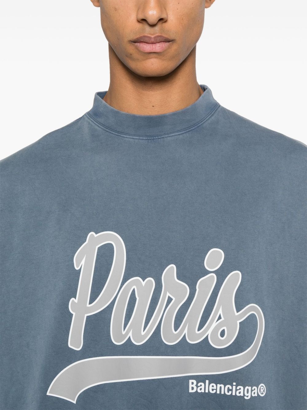 Balenciaga o1srvl11e0325 Enjoy Paris T-Shirt Oversized in Blue Size US M / EU 48-50 / 2 - 4 Thumbnail