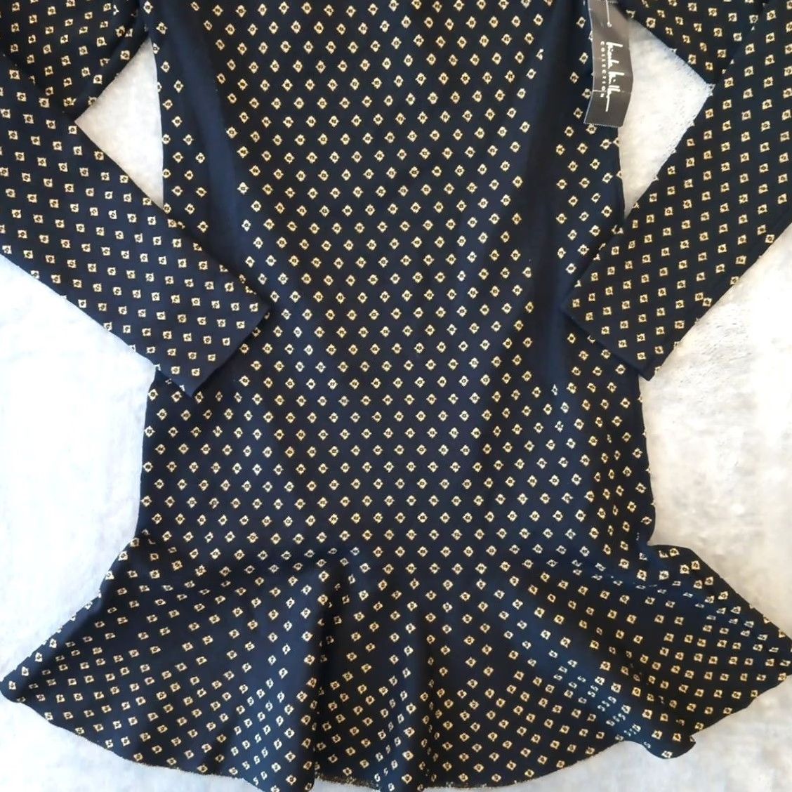 Nicole Miller Nicole Miller Sheath Dress XL Black Geometric Midi Long Sleeve Pullover New Size XL / US 12-14 / IT 48-50 - 4 Thumbnail